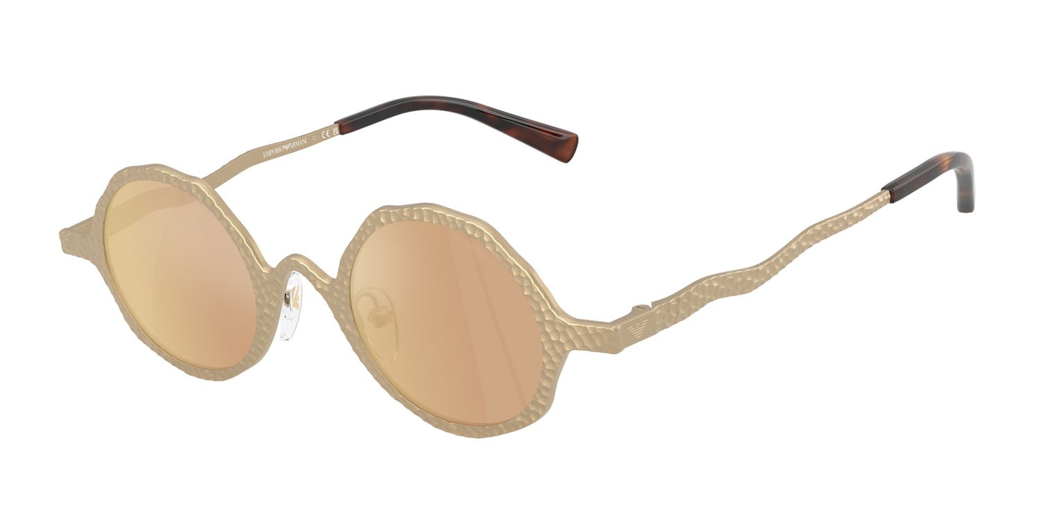 Occhiali da sole Emporio Armani EA 2166 (30027J) colore oro pallido opaco forma rotondo lenti marrone specchiato oro rose