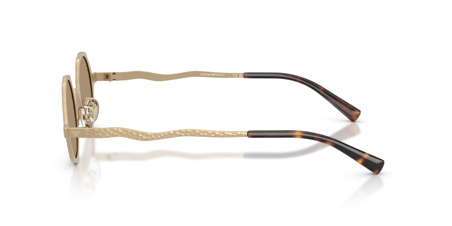Occhiali da sole Emporio Armani EA 2166 (30027J) colore oro pallido opaco forma rotondo lenti marrone specchiato oro rose