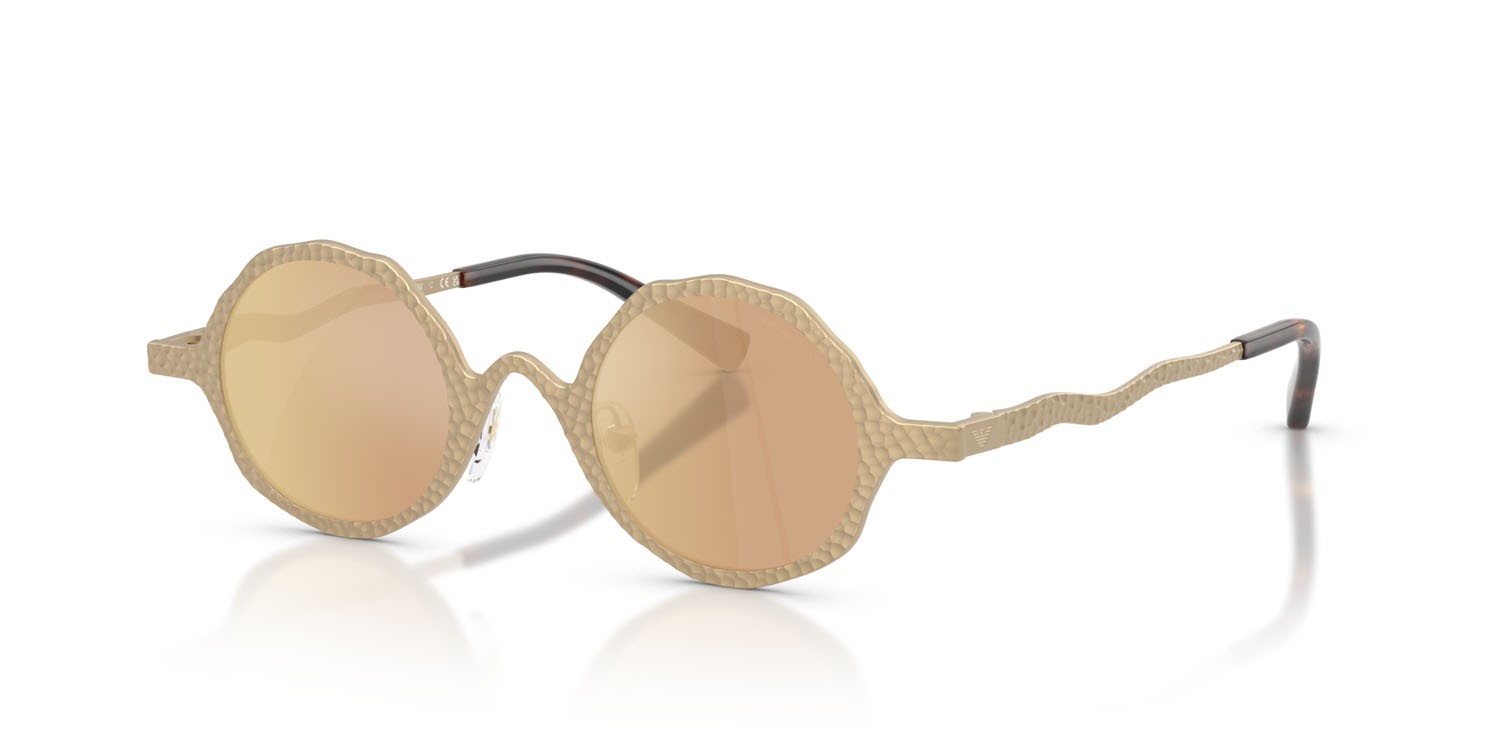 Occhiali da sole Emporio Armani EA 2166 (30027J) colore oro pallido opaco forma rotondo lenti marrone specchiato oro rose
