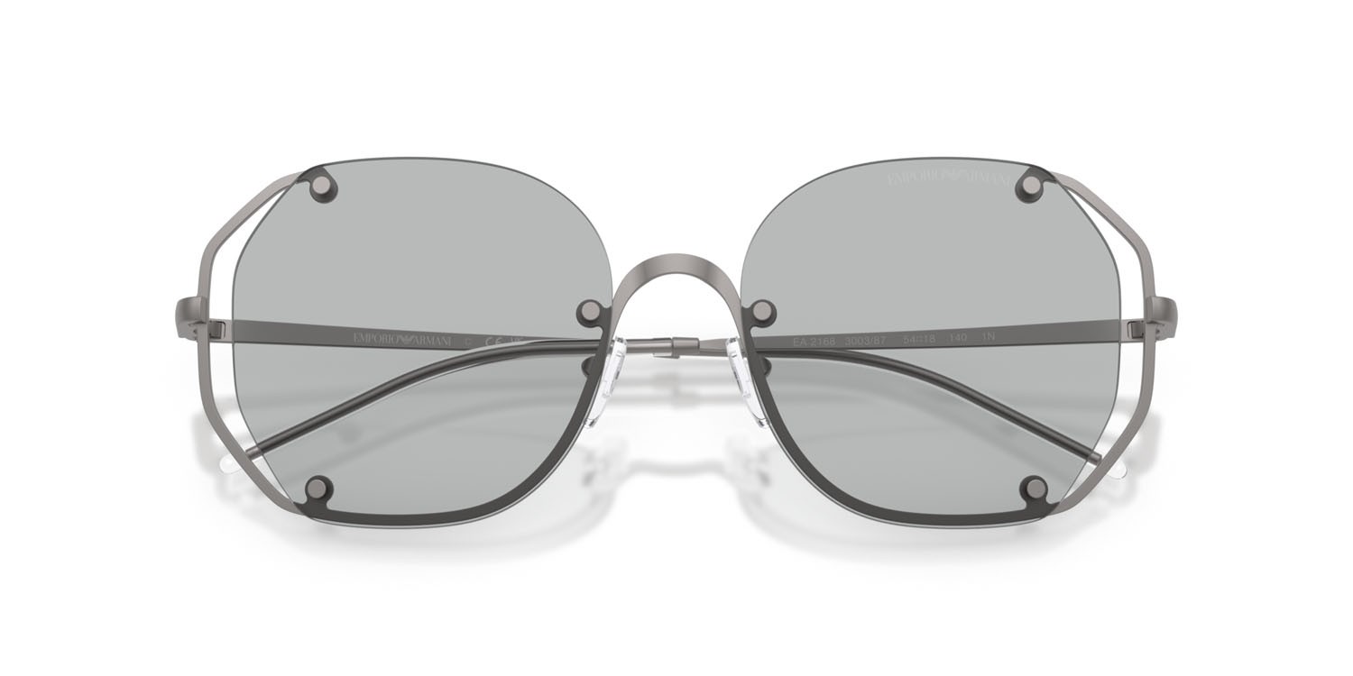 Occhiali da sole Emporio Armani EA 2168 (300387) colore gunmetal opaco forma irregolare lenti grigio chiaro