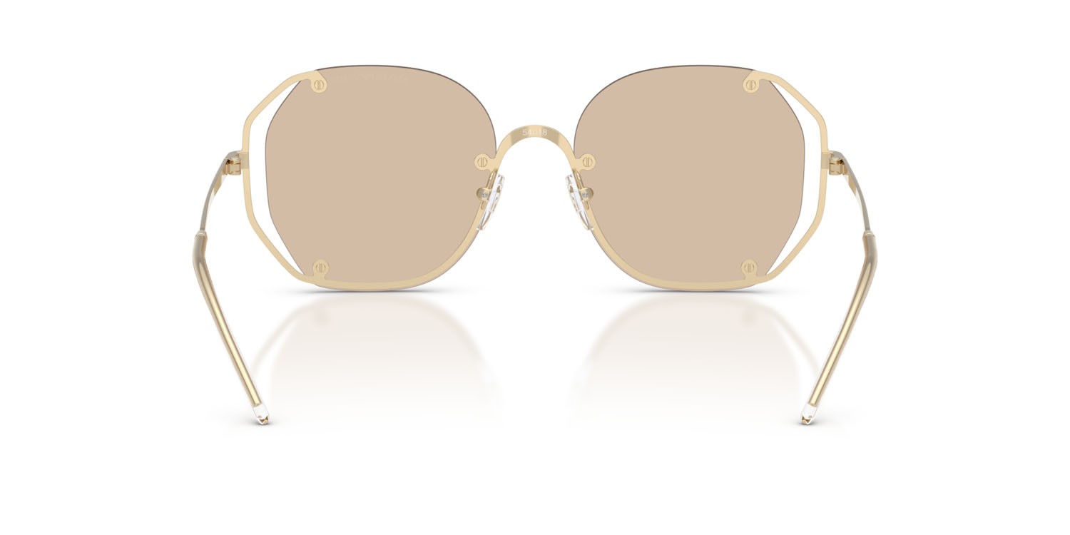 Sunglasses Emporio Armani EA 2168 (301393) color oro pallido lucido shape irregular lenses marrone chiaro