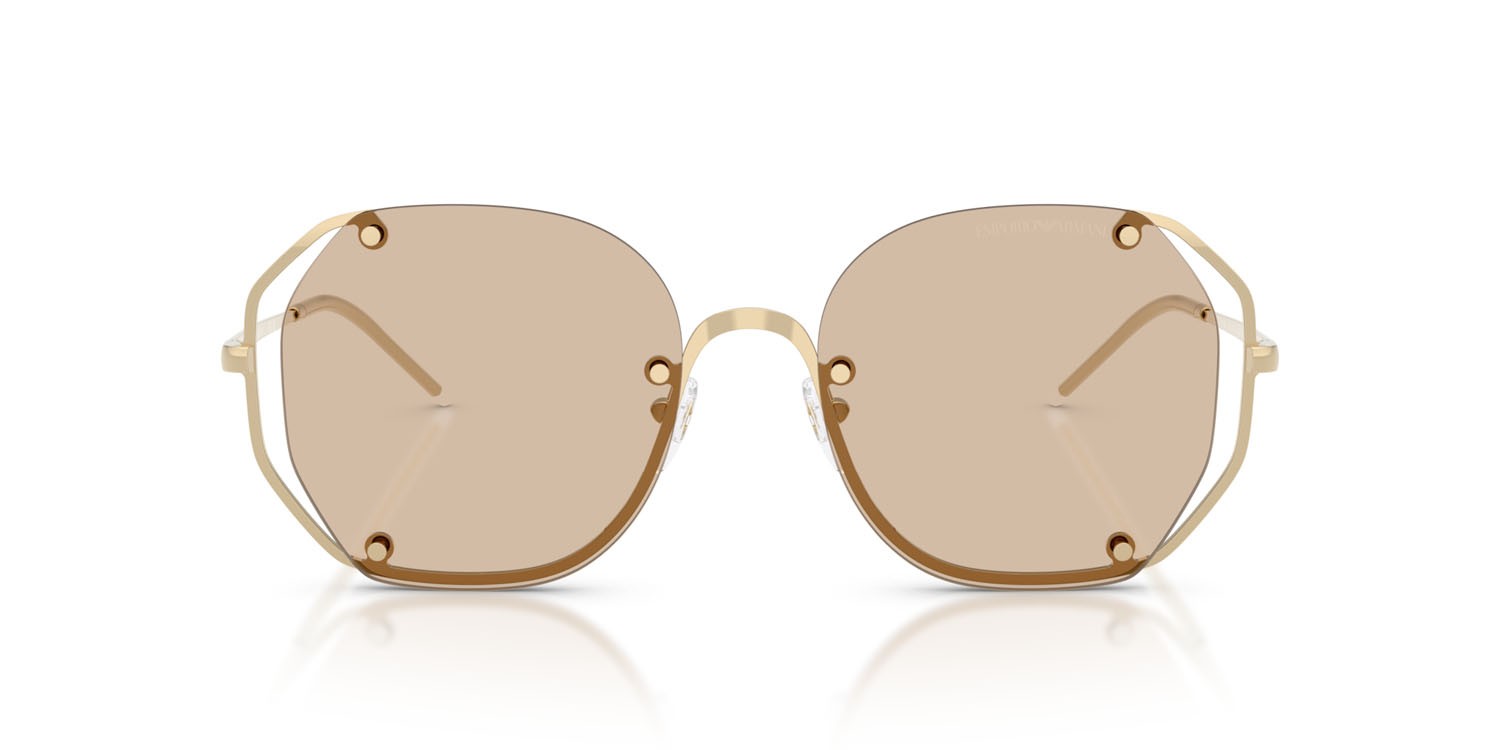 Sunglasses Emporio Armani EA 2168 (301393) color oro pallido lucido shape irregular lenses marrone chiaro