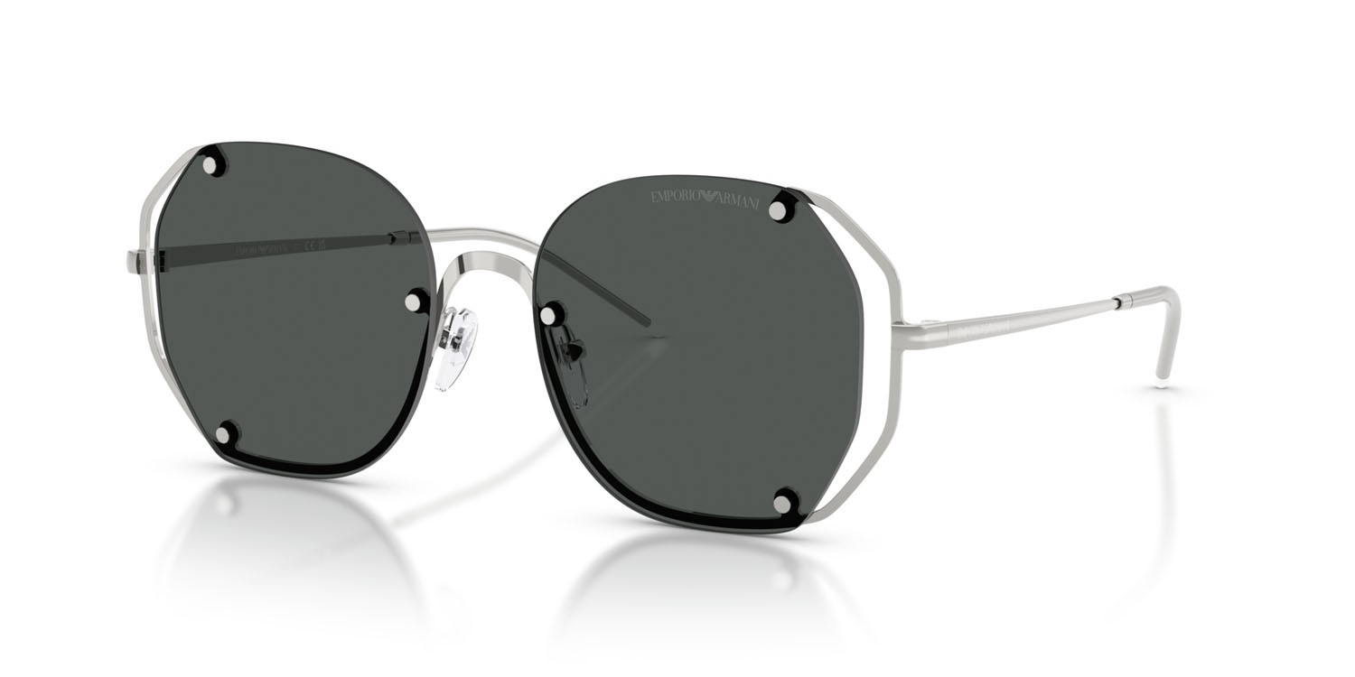 Sunglasses Emporio Armani EA 2168 (301587) color argento lucido shape irregular lenses grigio scuro
