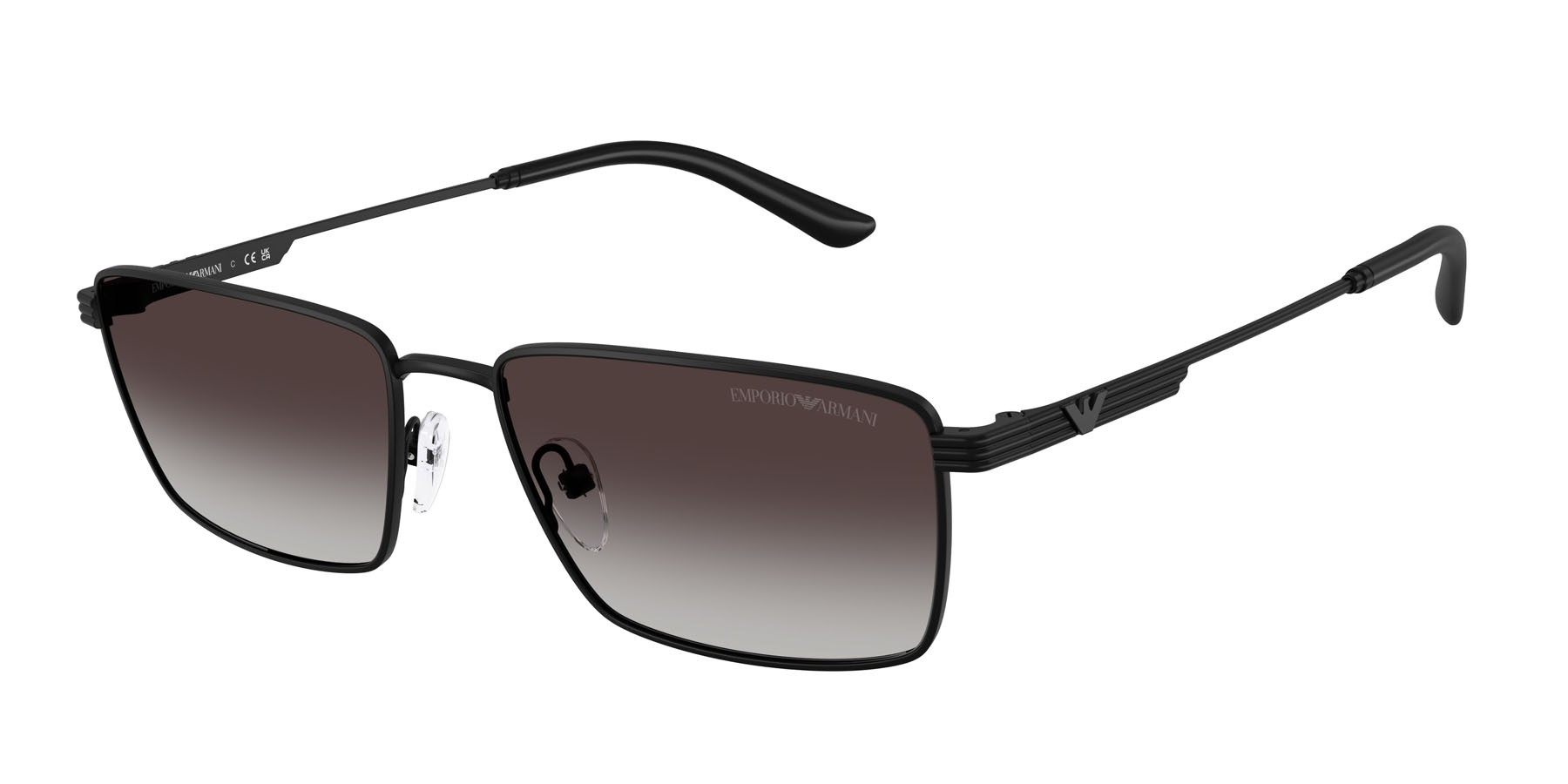 Occhiali da sole Emporio Armani EA 2169 (30018G) colore nero opaco forma rettangolare lenti sfumato grigio