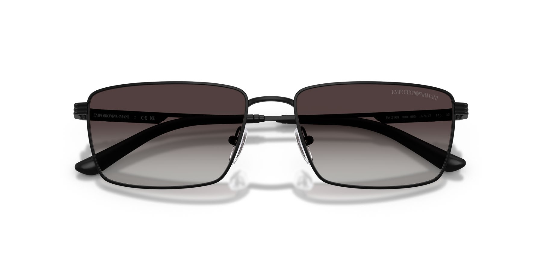 Occhiali da sole Emporio Armani EA 2169 (30018G) colore nero opaco forma rettangolare lenti sfumato grigio