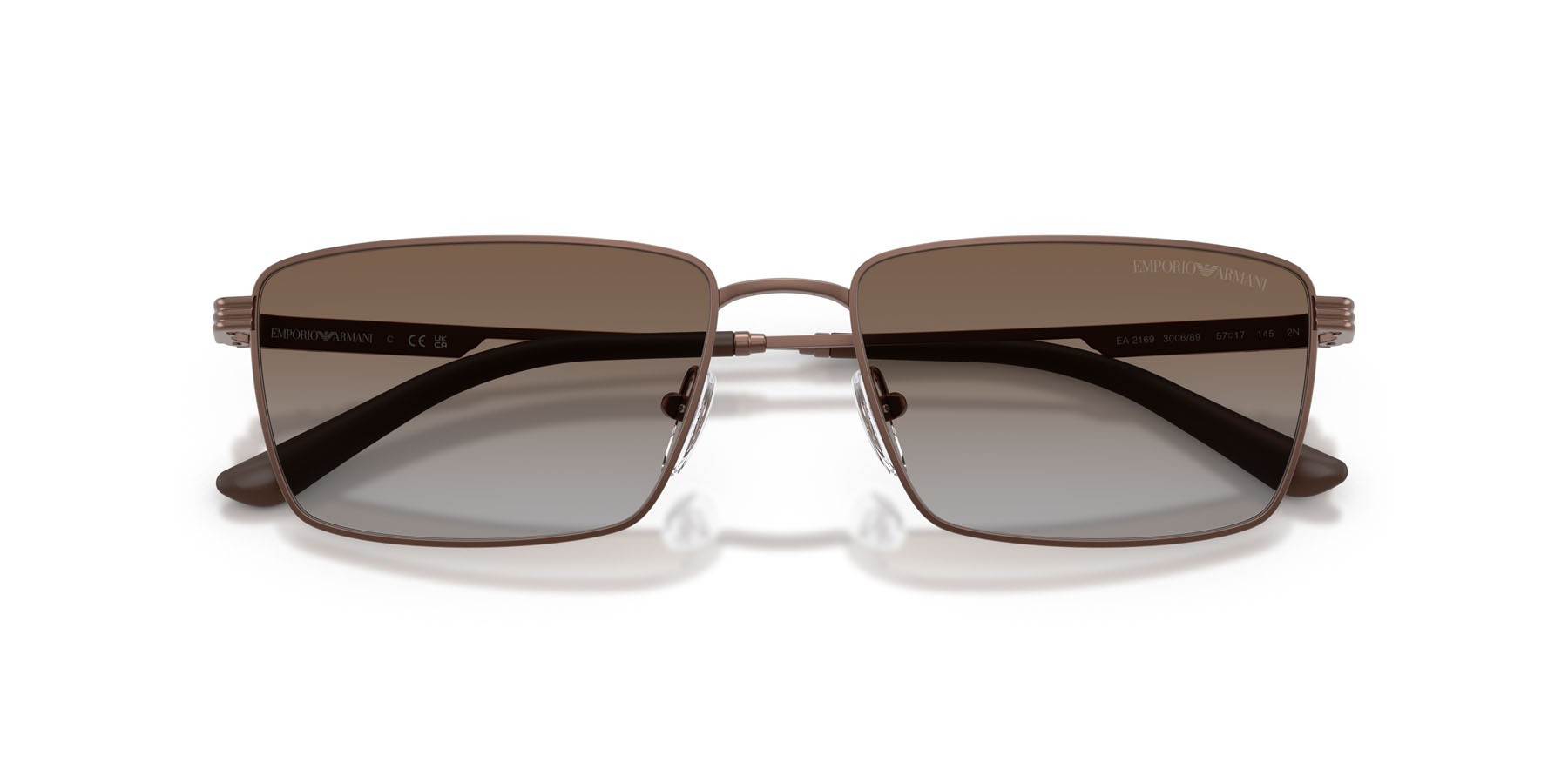 Occhiali da sole Emporio Armani EA 2169 (300689) colore bronzo opaco forma rettangolare lenti grigio sfumato marrone