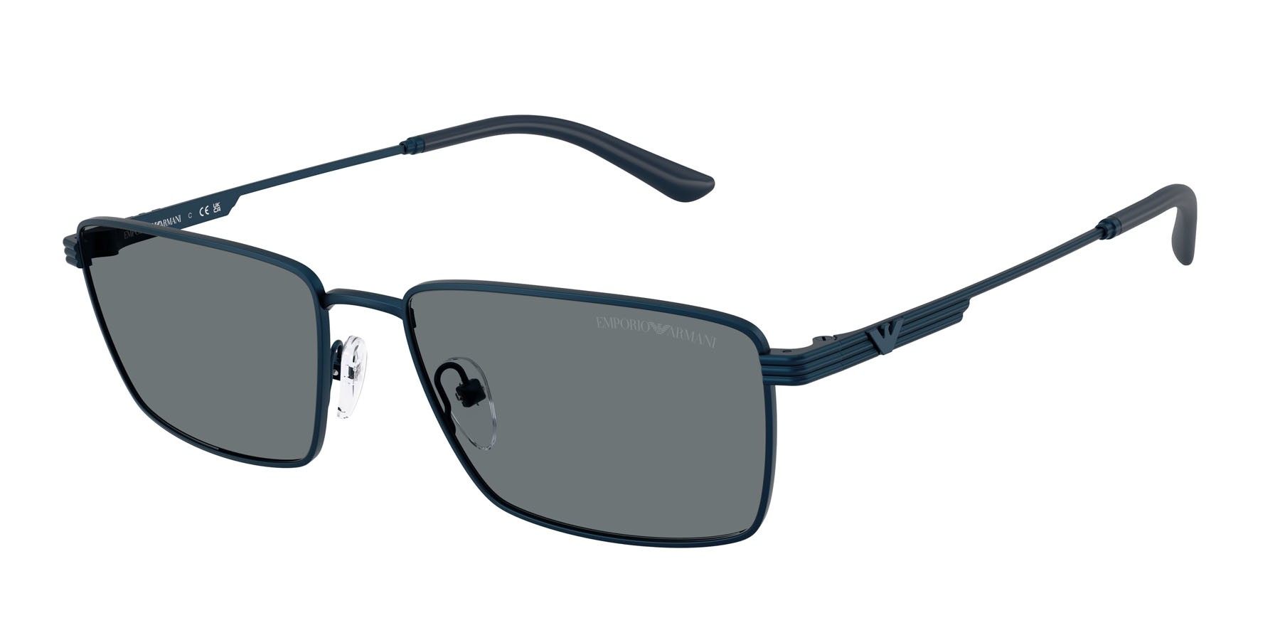 Occhiali da sole Emporio Armani EA 2169 (342480) colore metal blue forma rettangolare lenti blu scuro