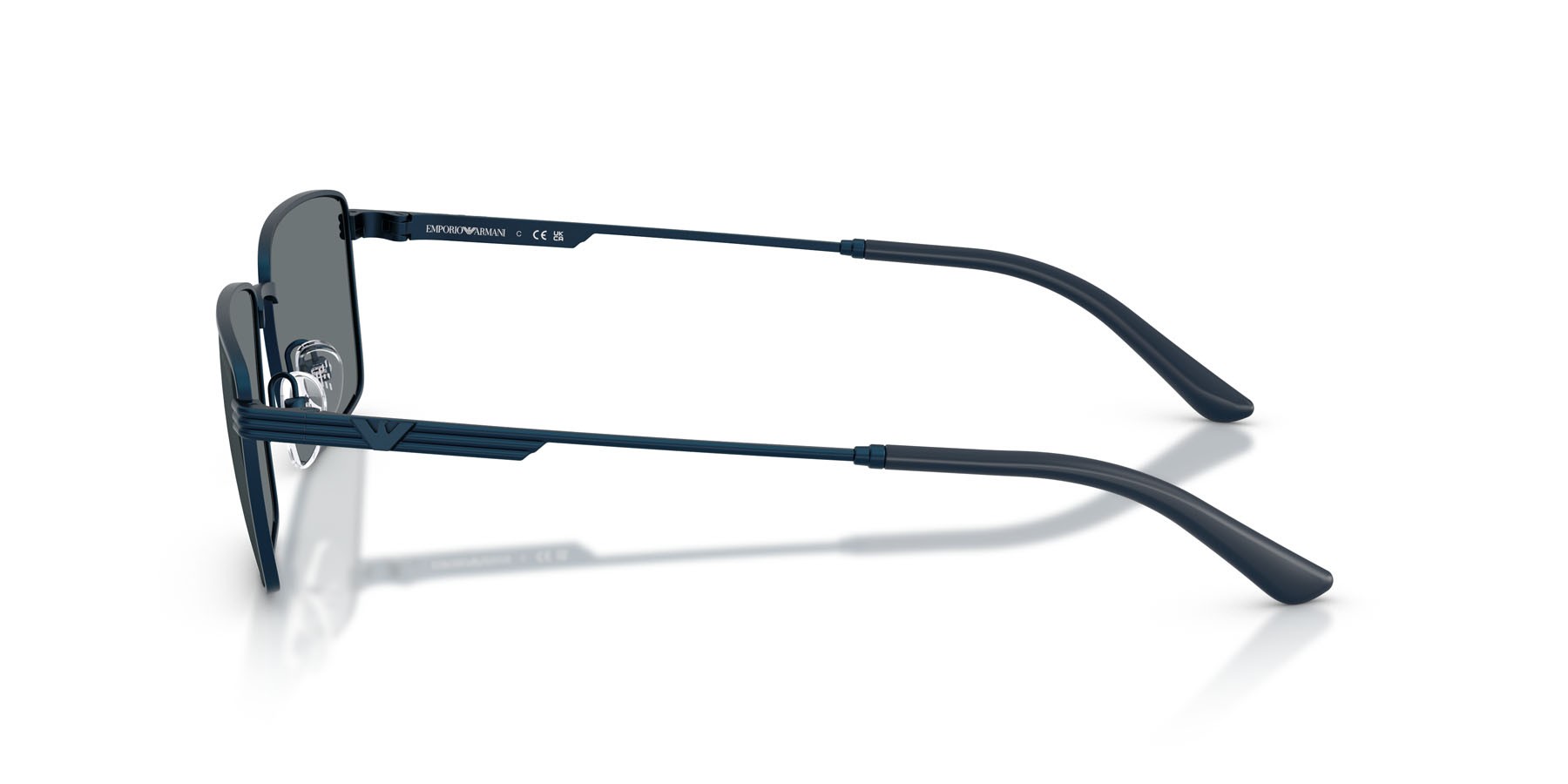 Occhiali da sole Emporio Armani EA 2169 (342480) colore metal blue forma rettangolare lenti blu scuro