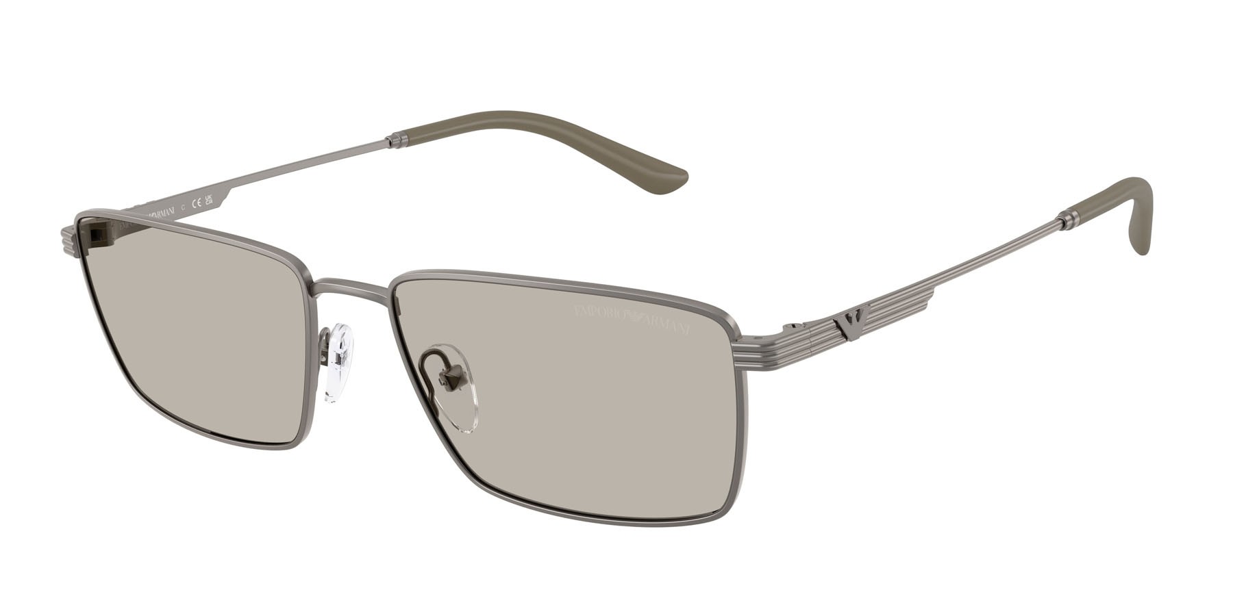 Occhiali da sole Emporio Armani EA 2169 (3425/3) colore grigio opaco forma rettangolare lenti marrone chiaro