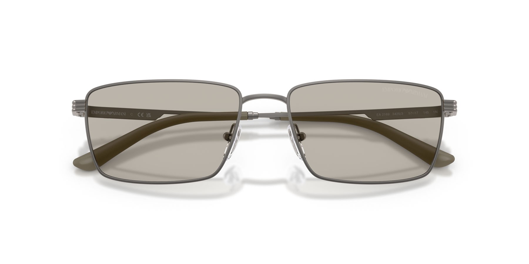 Occhiali da sole Emporio Armani EA 2169 (3425/3) colore grigio opaco forma rettangolare lenti marrone chiaro