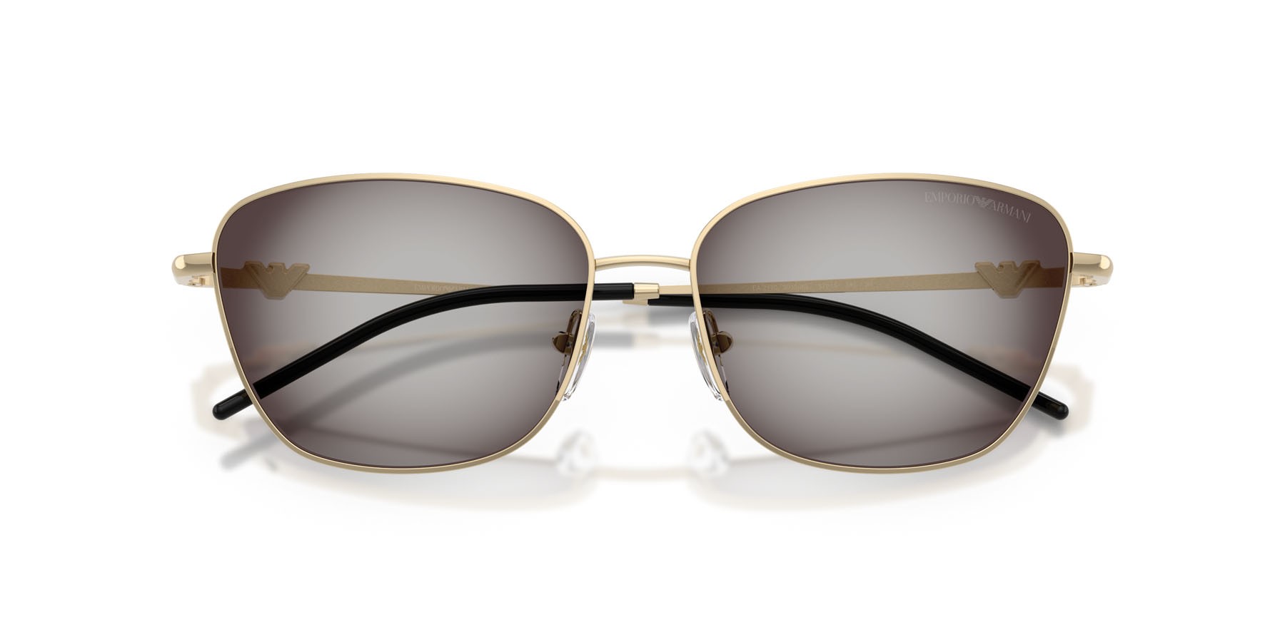 Sunglasses Emporio Armani EA 2170 (30138G) color oro pallido lucido shape irregular lenses grigio sfumato nero