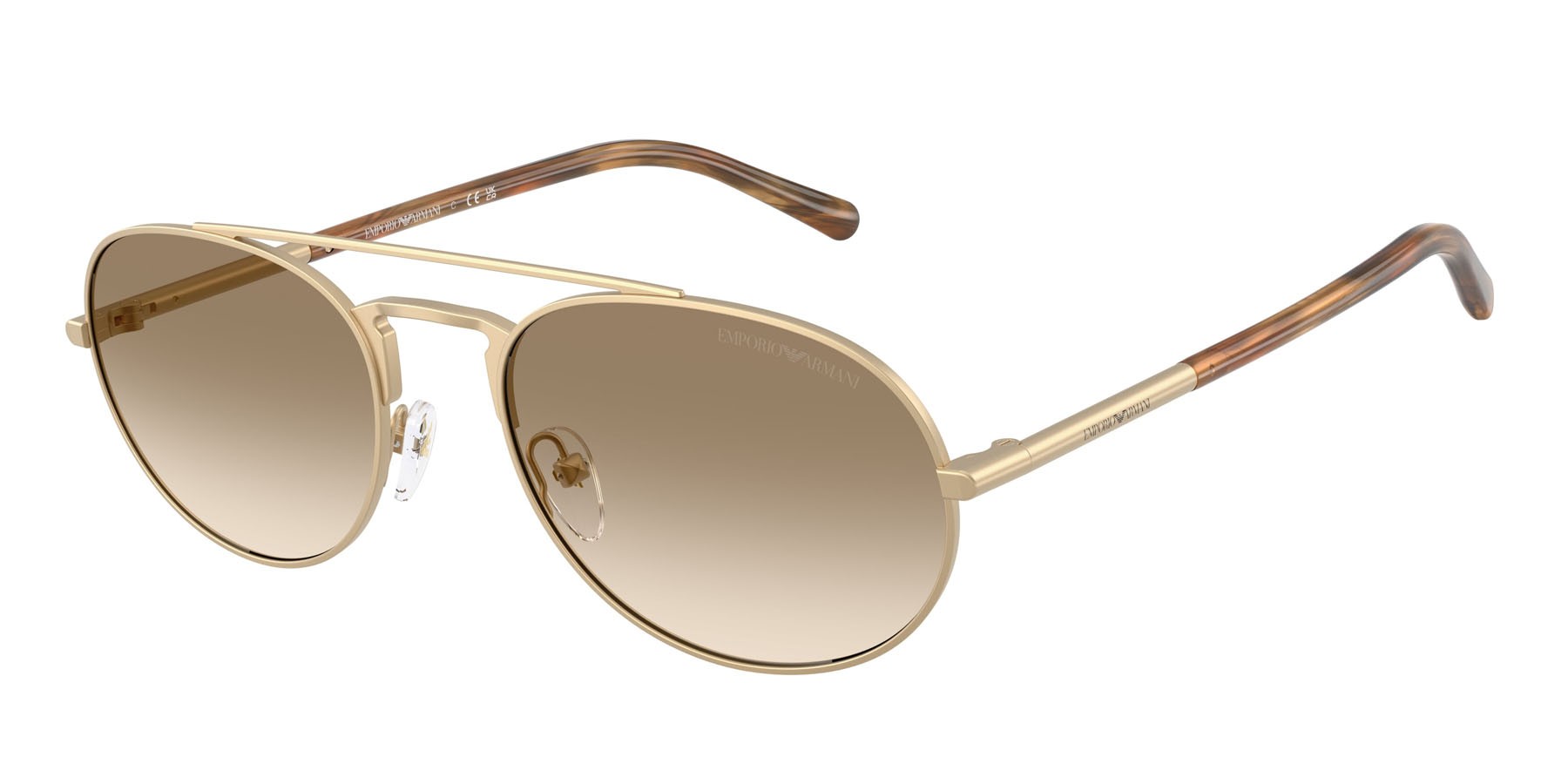 Occhiali da sole Emporio Armani EA 2171 (300213) colore oro pallido opaco forma aviator lenti giallo sfumato marrone