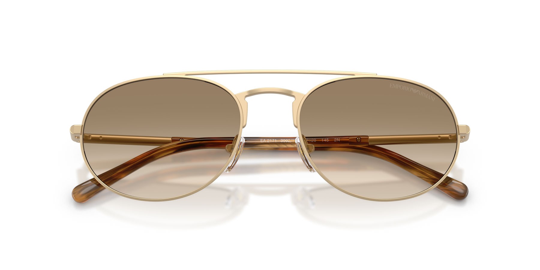 Occhiali da sole Emporio Armani EA 2171 (300213) colore oro pallido opaco forma aviator lenti giallo sfumato marrone