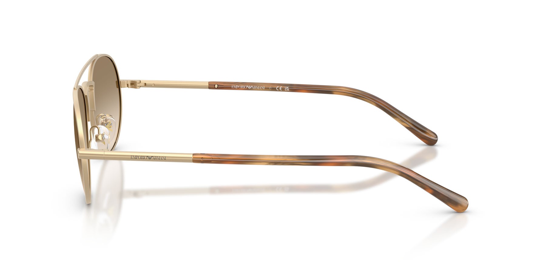 Occhiali da sole Emporio Armani EA 2171 (300213) colore oro pallido opaco forma aviator lenti giallo sfumato marrone
