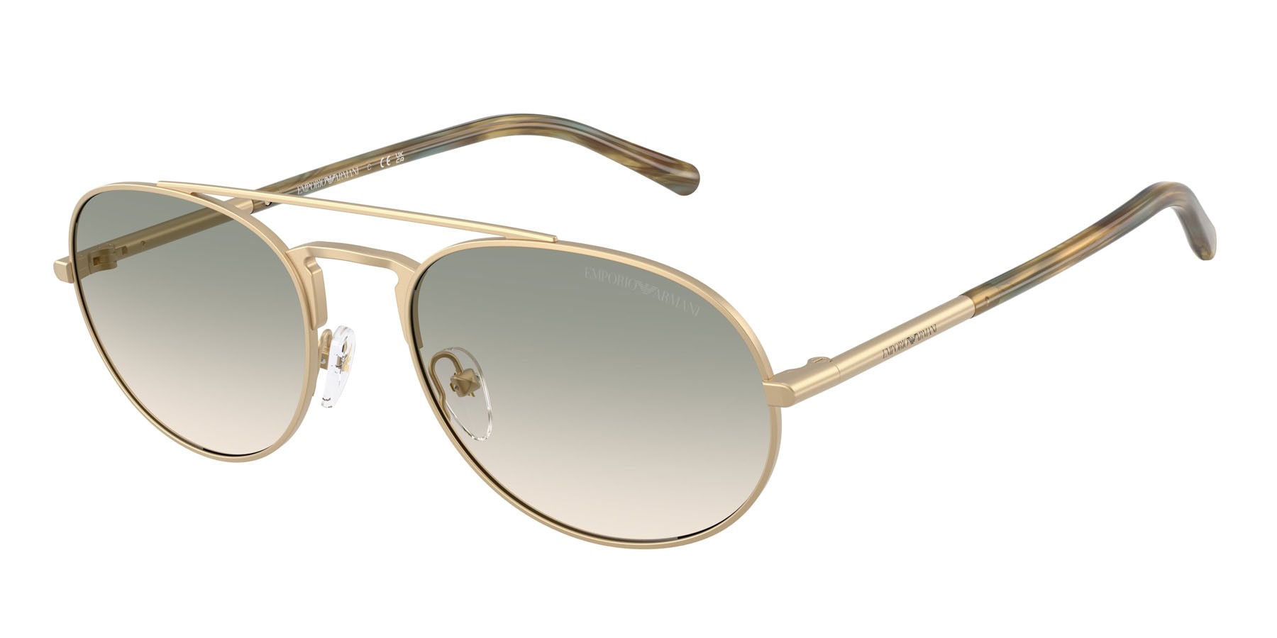 Occhiali da sole Emporio Armani EA 2171 (30022C) colore oro pallido opaco forma aviator lenti brown gradient green
