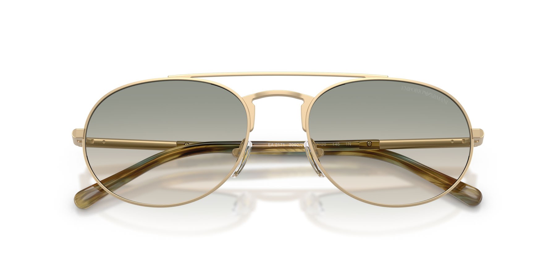Occhiali da sole Emporio Armani EA 2171 (30022C) colore oro pallido opaco forma aviator lenti brown gradient green