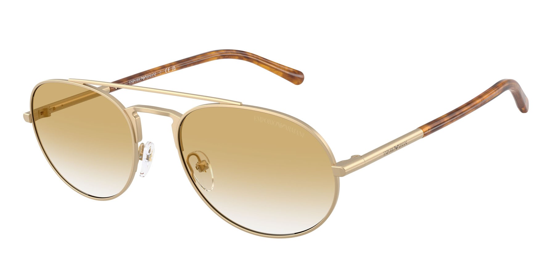Occhiali da sole Emporio Armani EA 2171 (30022Q) colore oro pallido opaco forma aviator lenti trasparente sfumato giallo