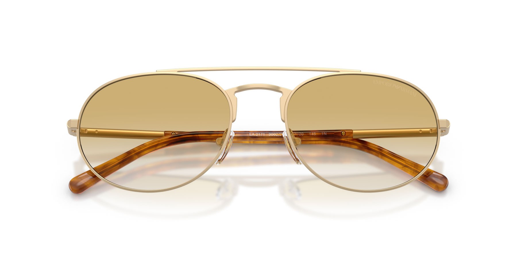 Occhiali da sole Emporio Armani EA 2171 (30022Q) colore oro pallido opaco forma aviator lenti trasparente sfumato giallo