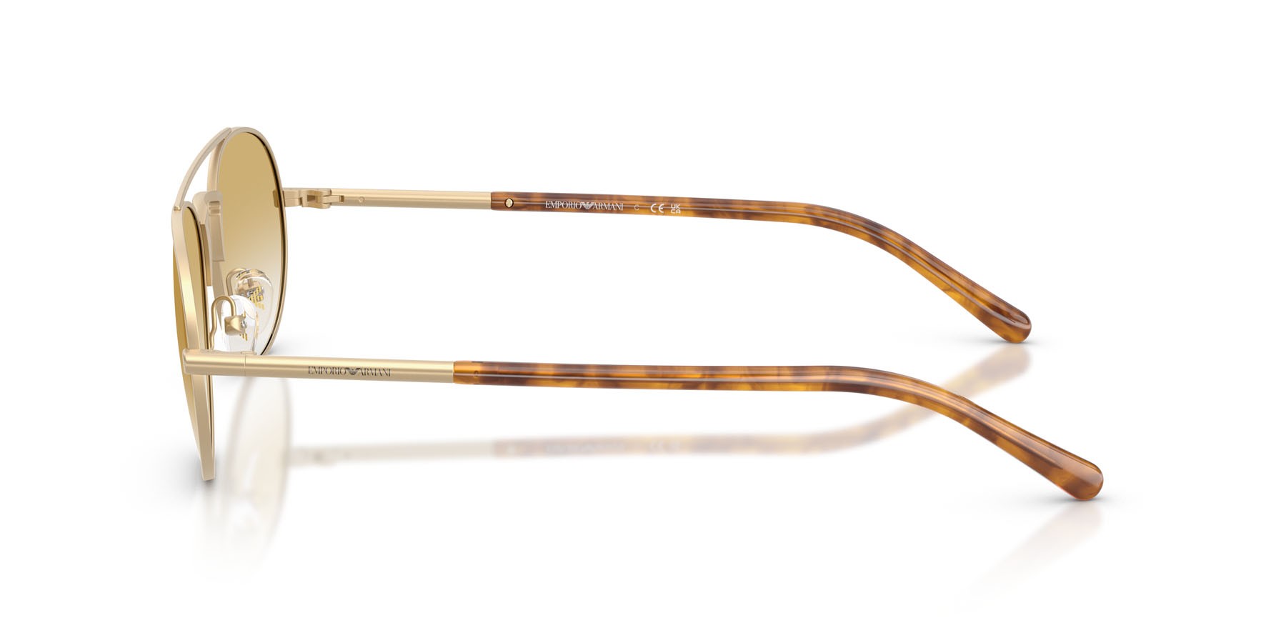 Occhiali da sole Emporio Armani EA 2171 (30022Q) colore oro pallido opaco forma aviator lenti trasparente sfumato giallo