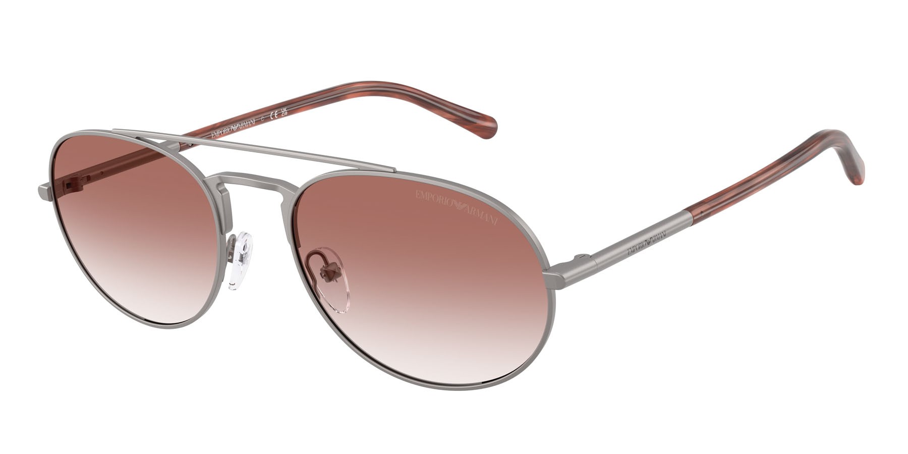 Occhiali da sole Emporio Armani EA 2171 (30038D) colore gunmetal opaco forma aviator lenti trasparente sfumato rosa