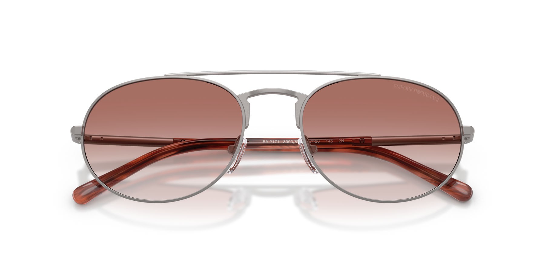 Occhiali da sole Emporio Armani EA 2171 (30038D) colore gunmetal opaco forma aviator lenti trasparente sfumato rosa