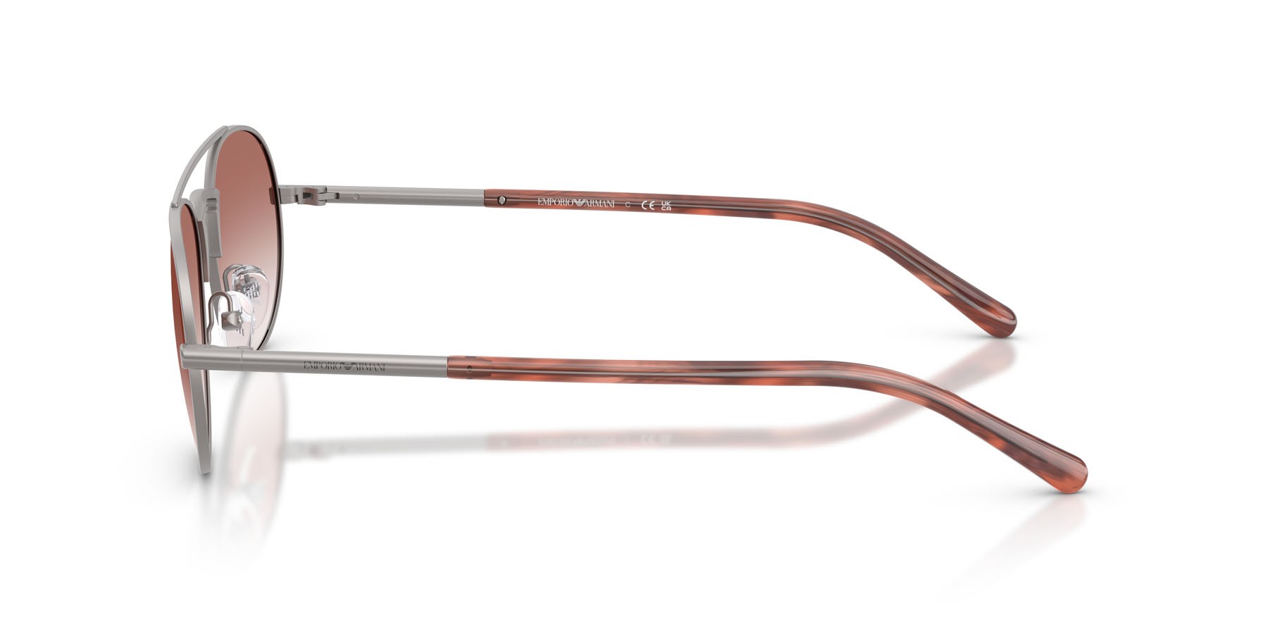 Occhiali da sole Emporio Armani EA 2171 (30038D) colore gunmetal opaco forma aviator lenti trasparente sfumato rosa