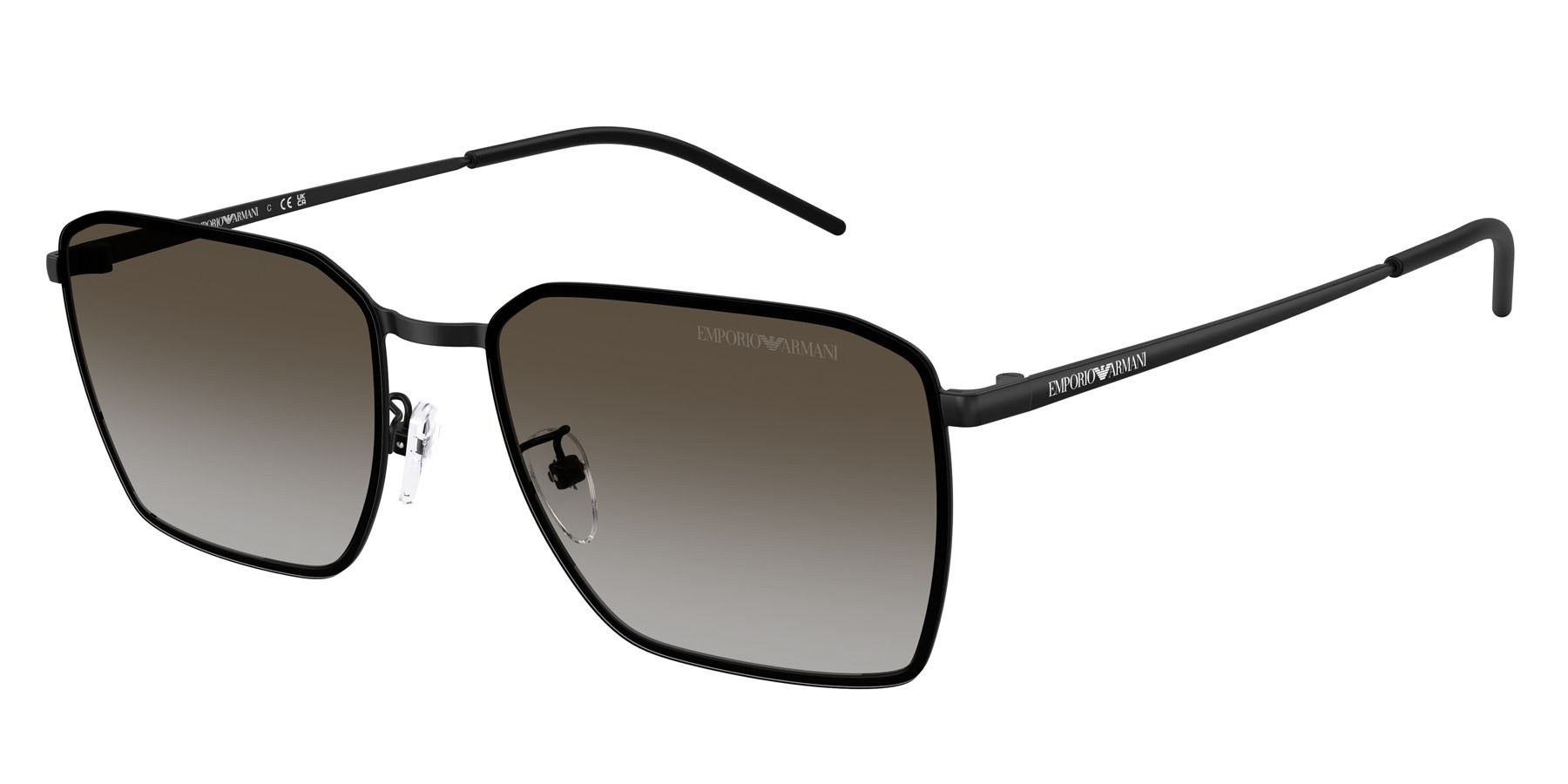 Occhiali da sole Emporio Armani EA 2172D (300113) colore nero opaco forma quadrato lenti grigio sfumato marrone
