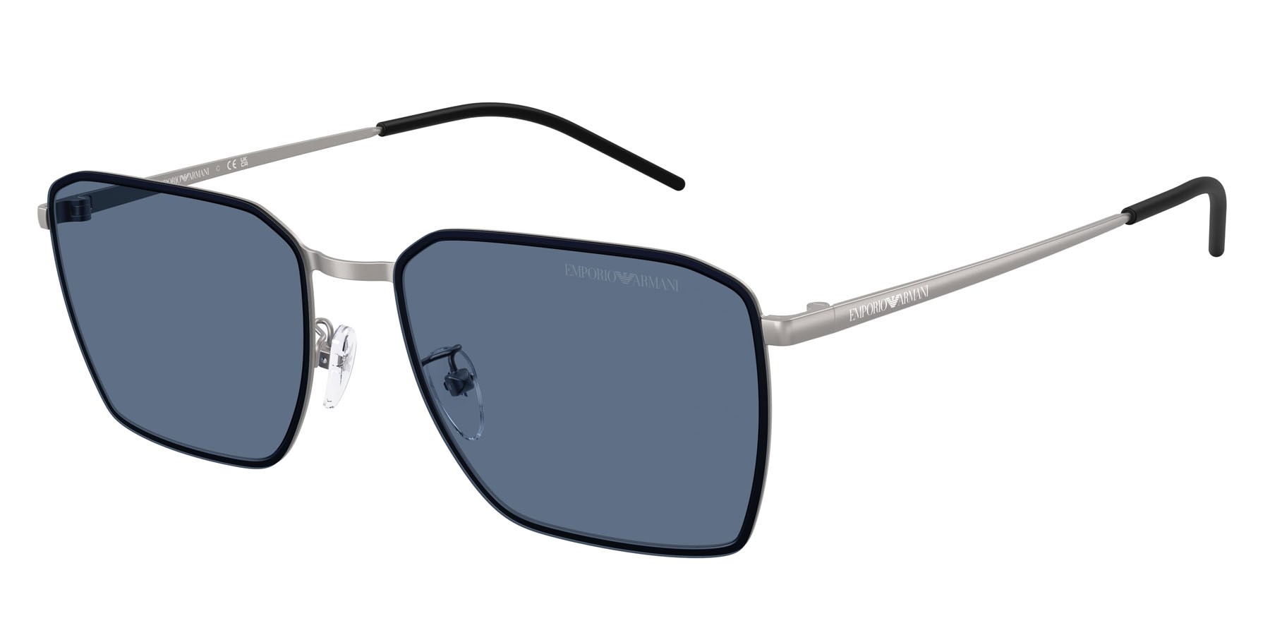 Occhiali da sole Emporio Armani EA 2172D (300380) colore gunmetal opaco forma quadrato lenti blu scuro