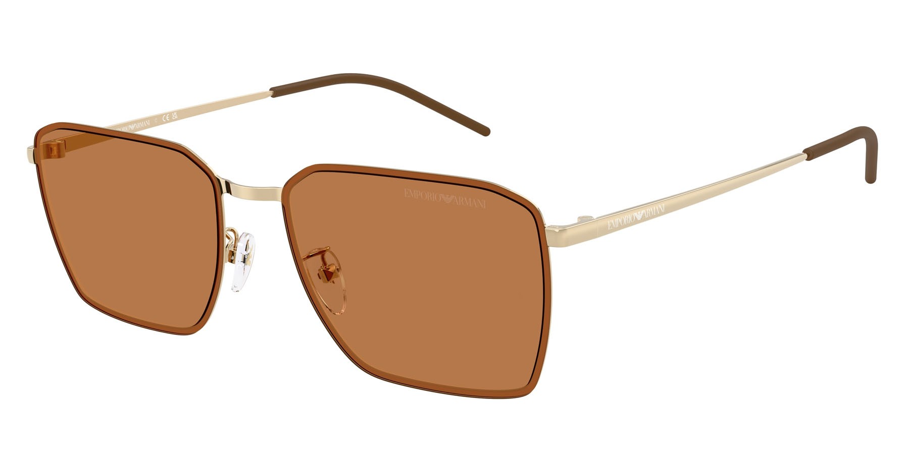 Occhiali da sole Emporio Armani EA 2172D (301373) colore oro pallido lucido forma quadrato lenti marrone