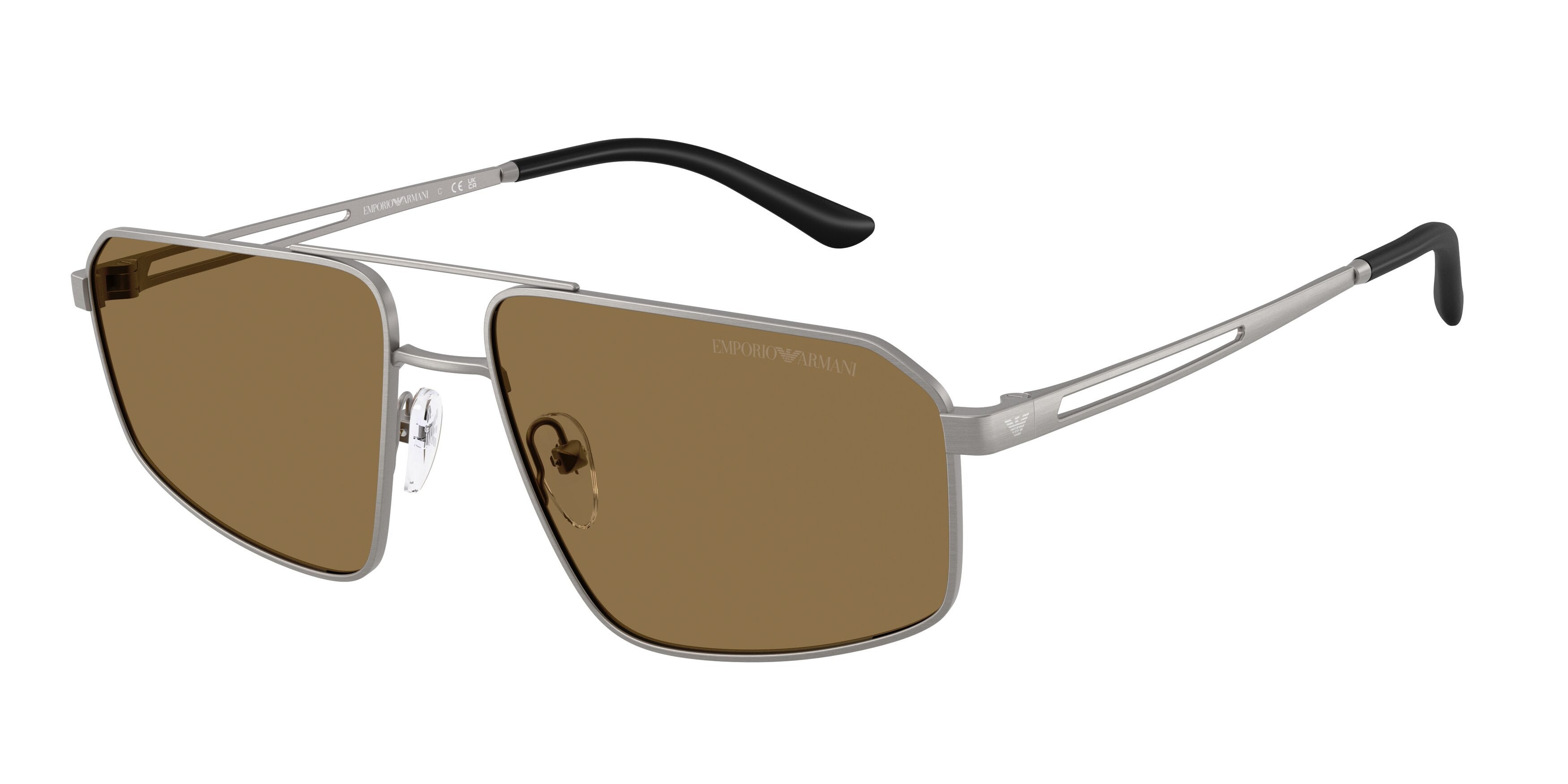 Occhiali da sole Emporio Armani EA 2173 (303273) colore gunmetal scuro spazzolato forma aviator lenti marrone scuro