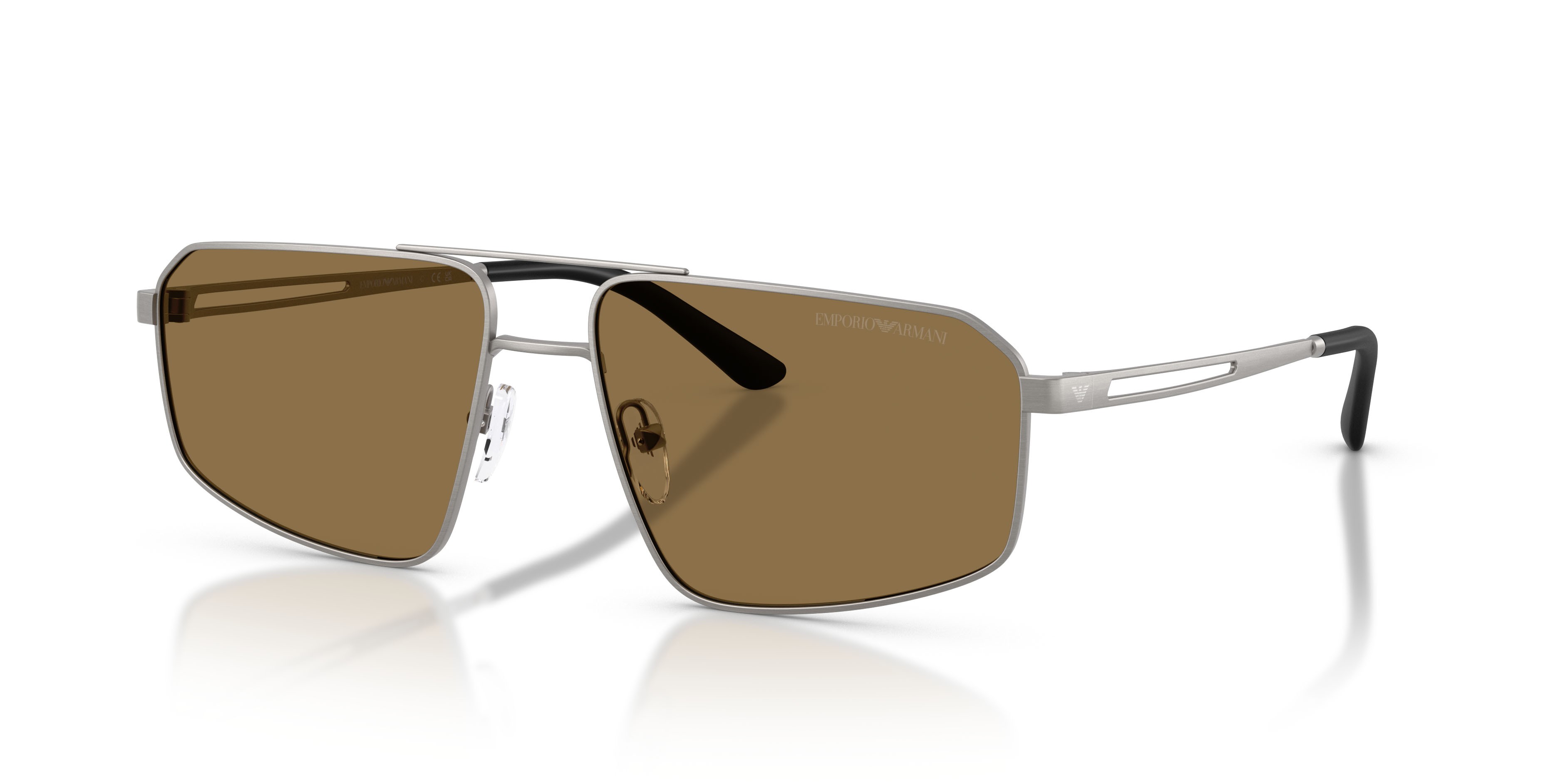 Occhiali da sole Emporio Armani EA 2173 (303273) colore gunmetal scuro spazzolato forma aviator lenti marrone scuro