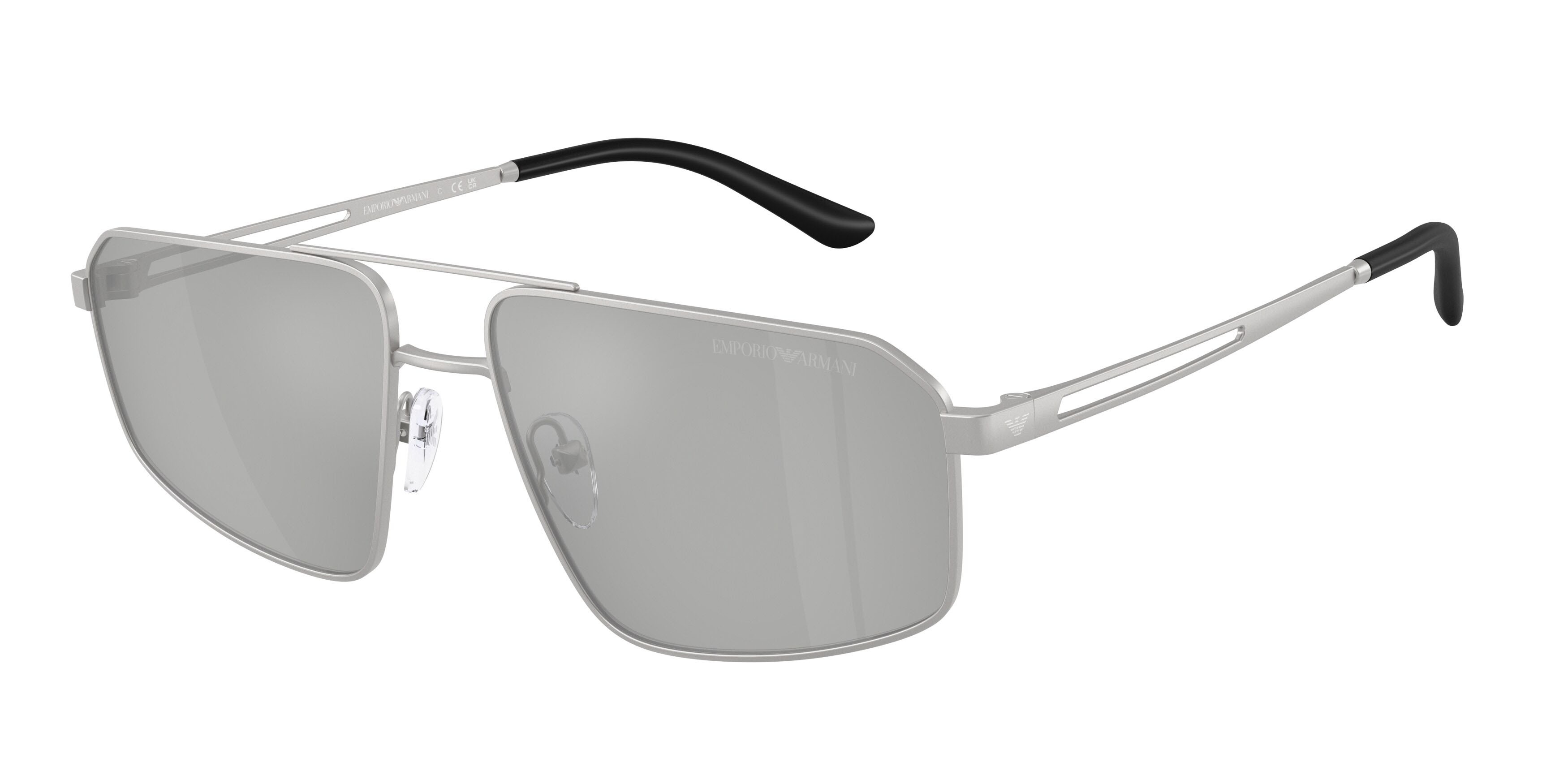 Occhiali da sole Emporio Armani EA 2173 (30458V) colore argento opaco forma aviator lenti trasparente specchiato argento