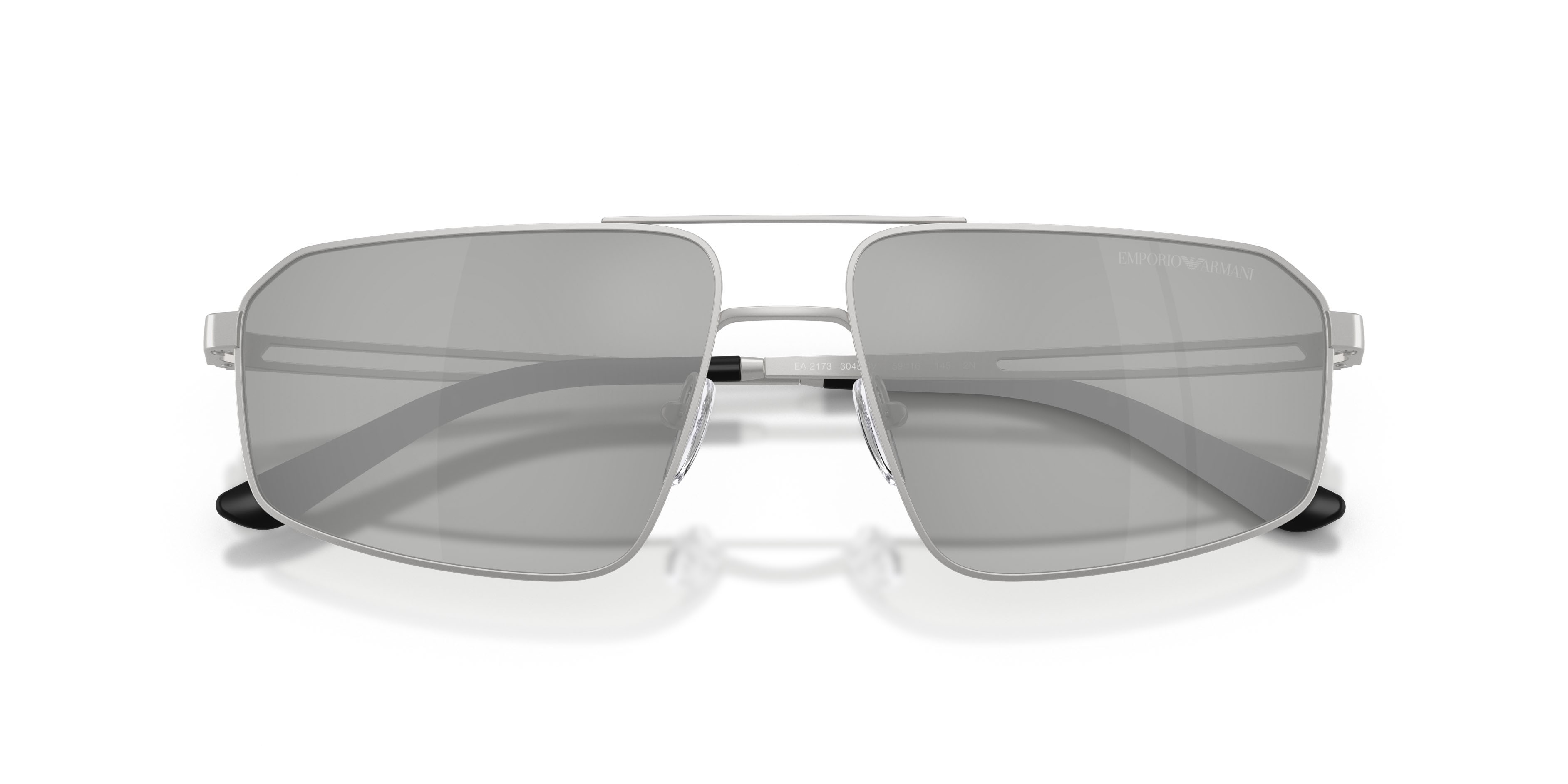 Occhiali da sole Emporio Armani EA 2173 (30458V) colore argento opaco forma aviator lenti trasparente specchiato argento