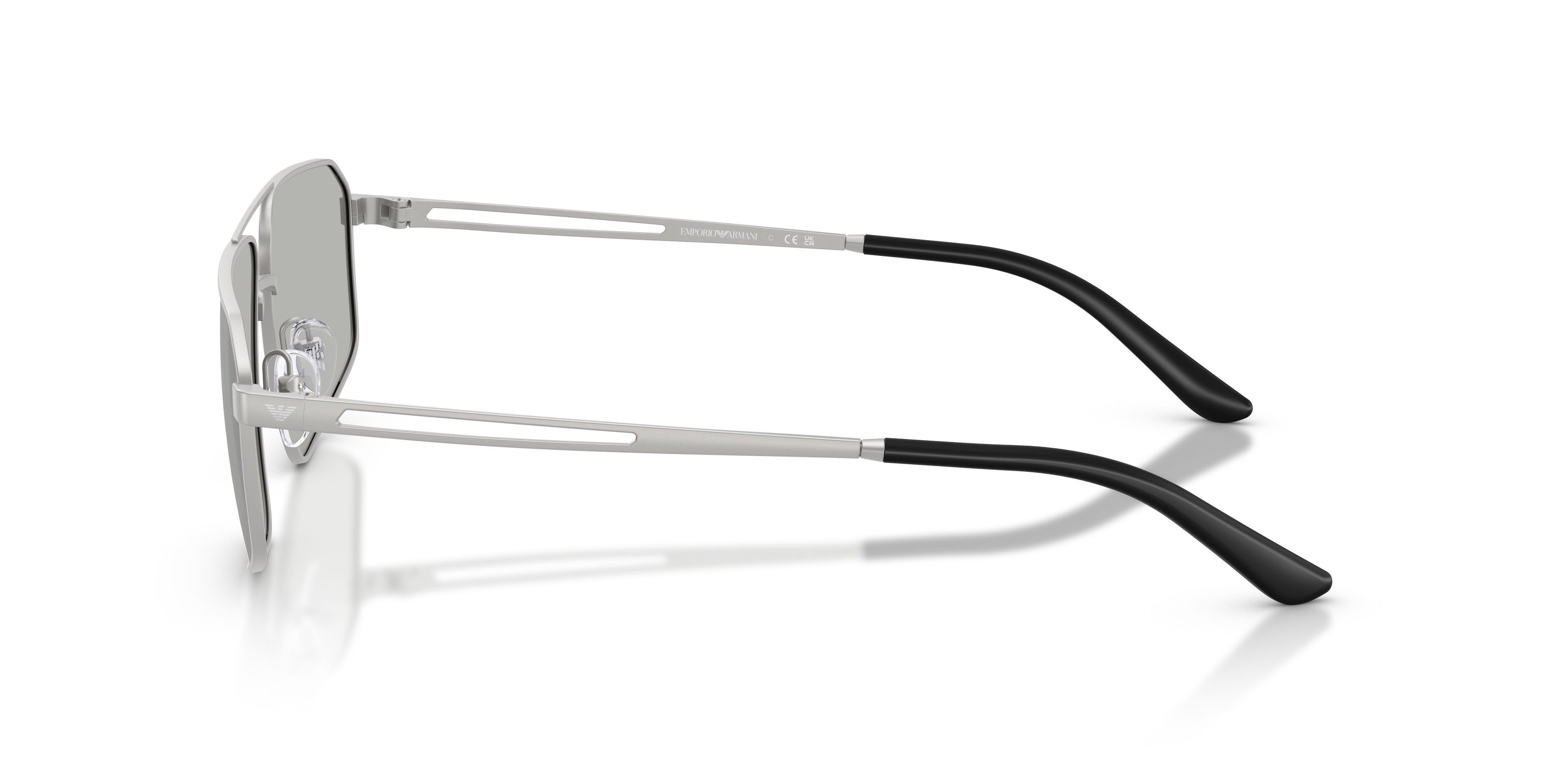 Occhiali da sole Emporio Armani EA 2173 (30458V) colore argento opaco forma aviator lenti trasparente specchiato argento