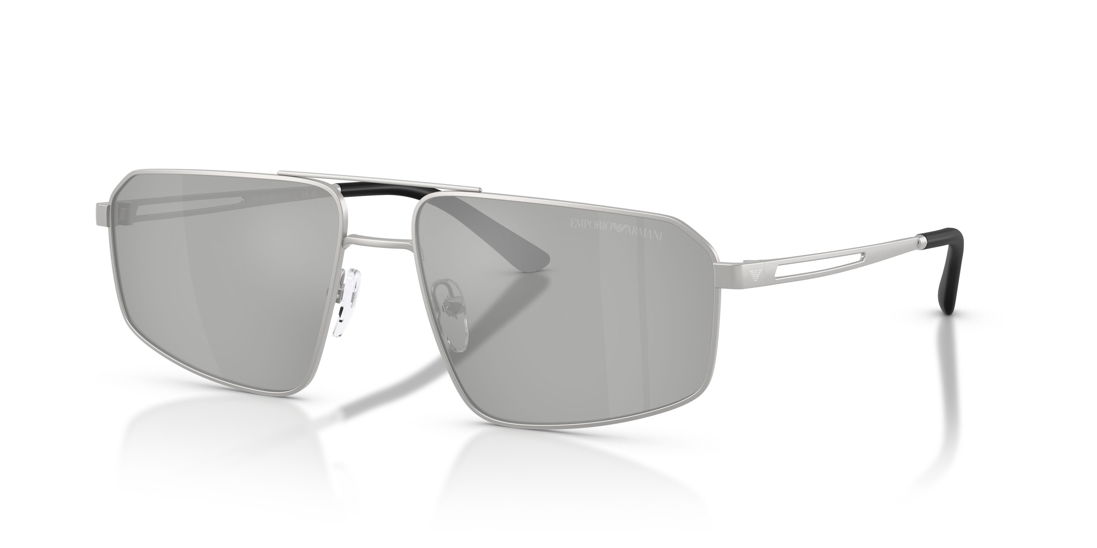 Occhiali da sole Emporio Armani EA 2173 (30458V) colore argento opaco forma aviator lenti trasparente specchiato argento