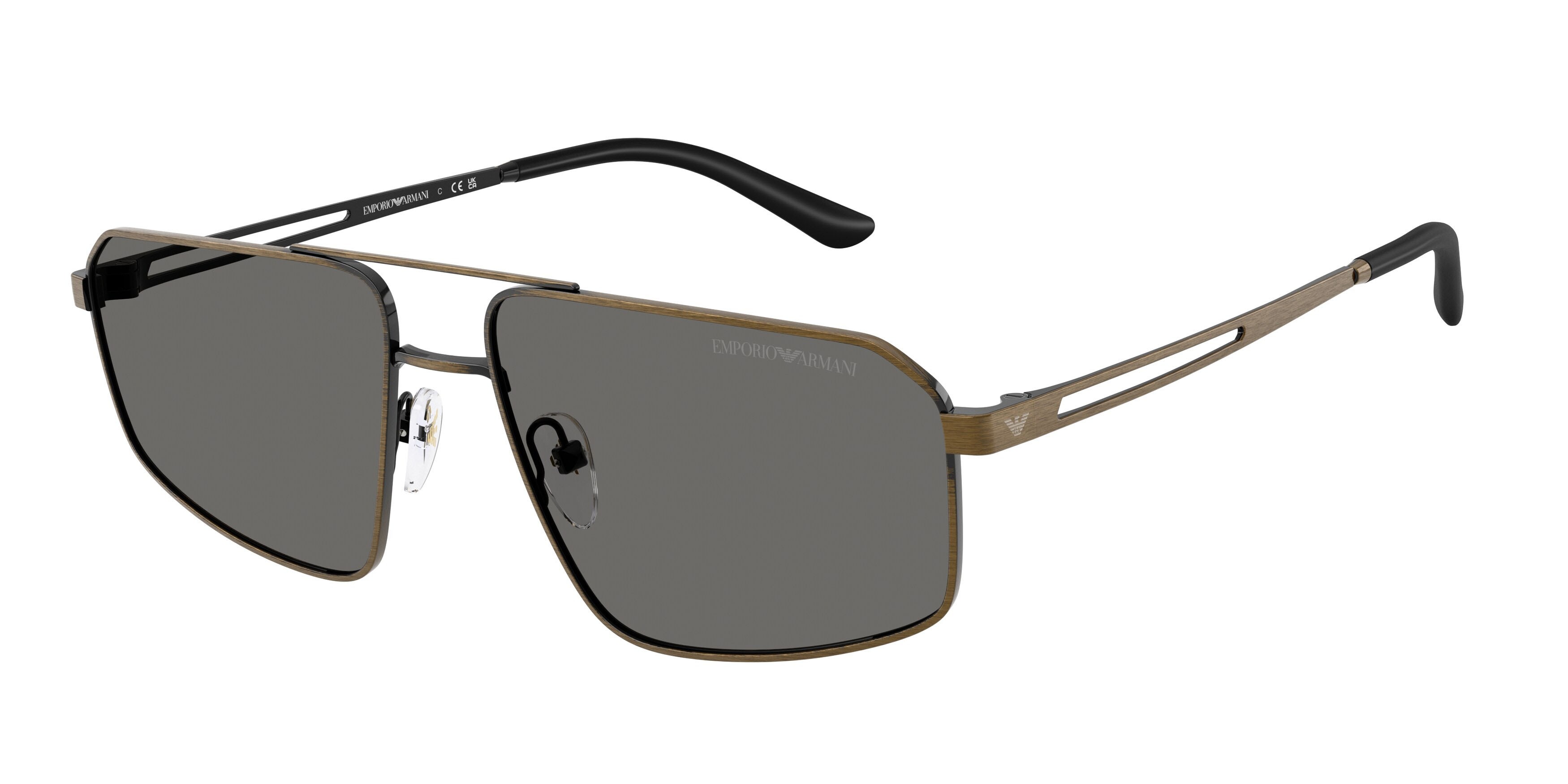 Occhiali da sole Emporio Armani EA 2173 (327087) colore brushed antique gold forma aviator lenti grigio