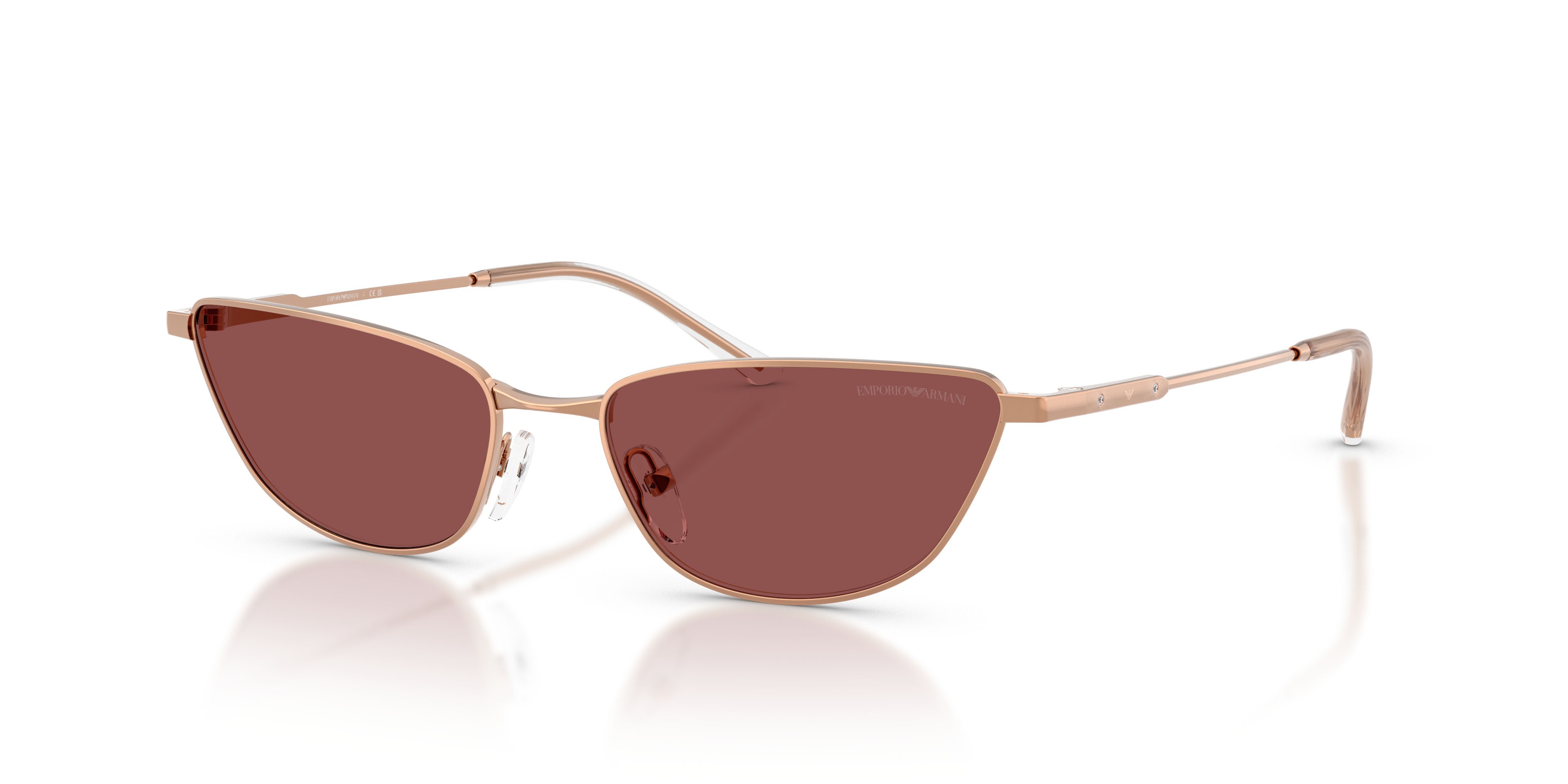 Sunglasses Emporio Armani EA 2174B (301175) color rose gold lucido shape cat eye lenses violetto scuro