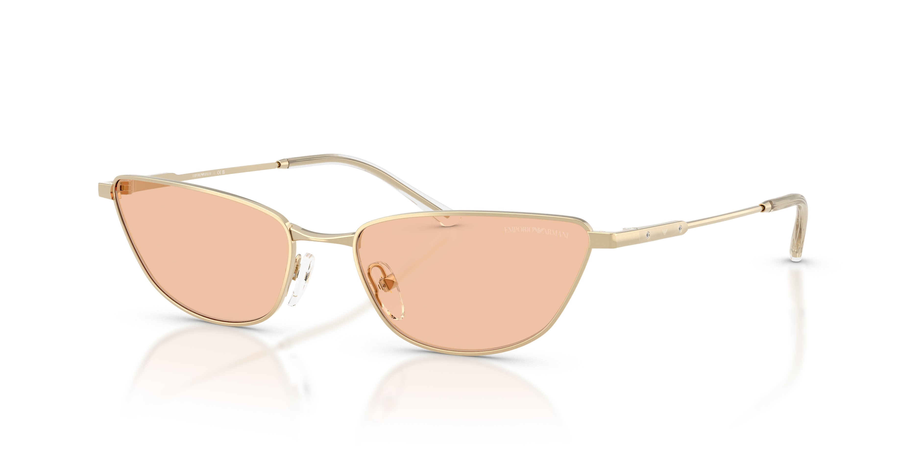 Sunglasses Emporio Armani EA 2174B (301393) color oro pallido lucido shape cat eye lenses marrone