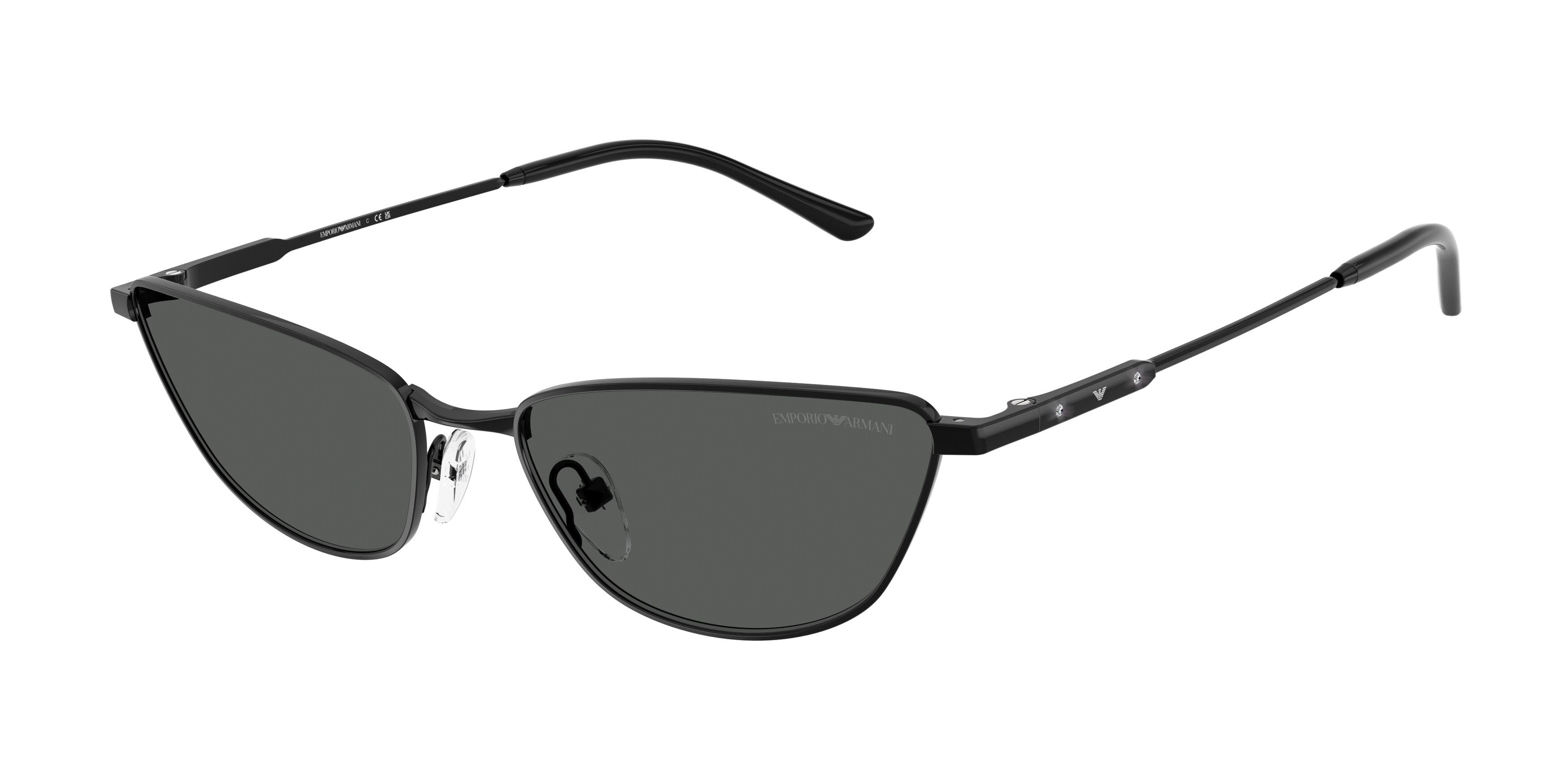 Sunglasses Emporio Armani EA 2174B (301487) color nero lucido shape cat eye lenses grigio scuro
