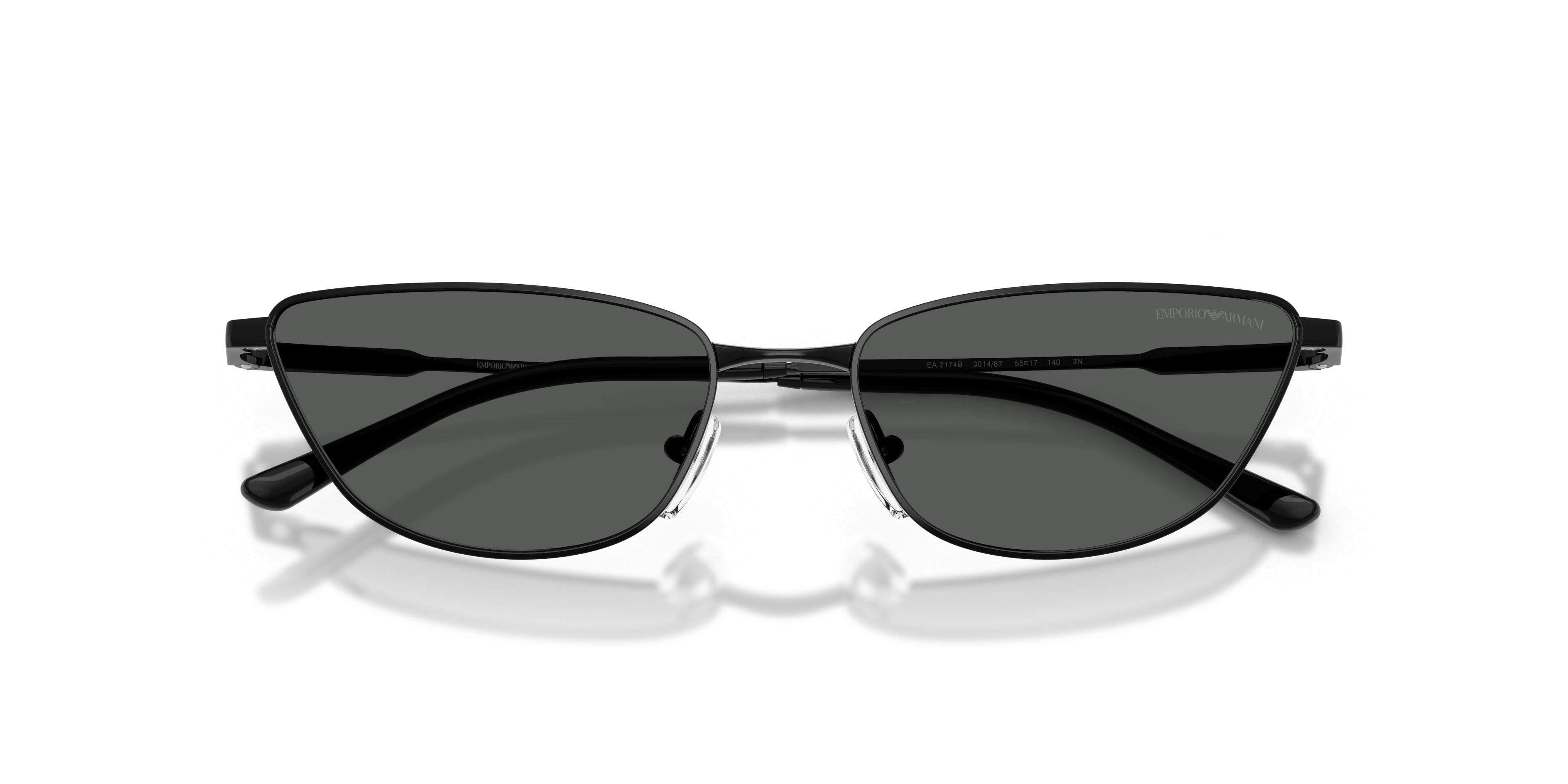 Sunglasses Emporio Armani EA 2174B (301487) color nero lucido shape cat eye lenses grigio scuro