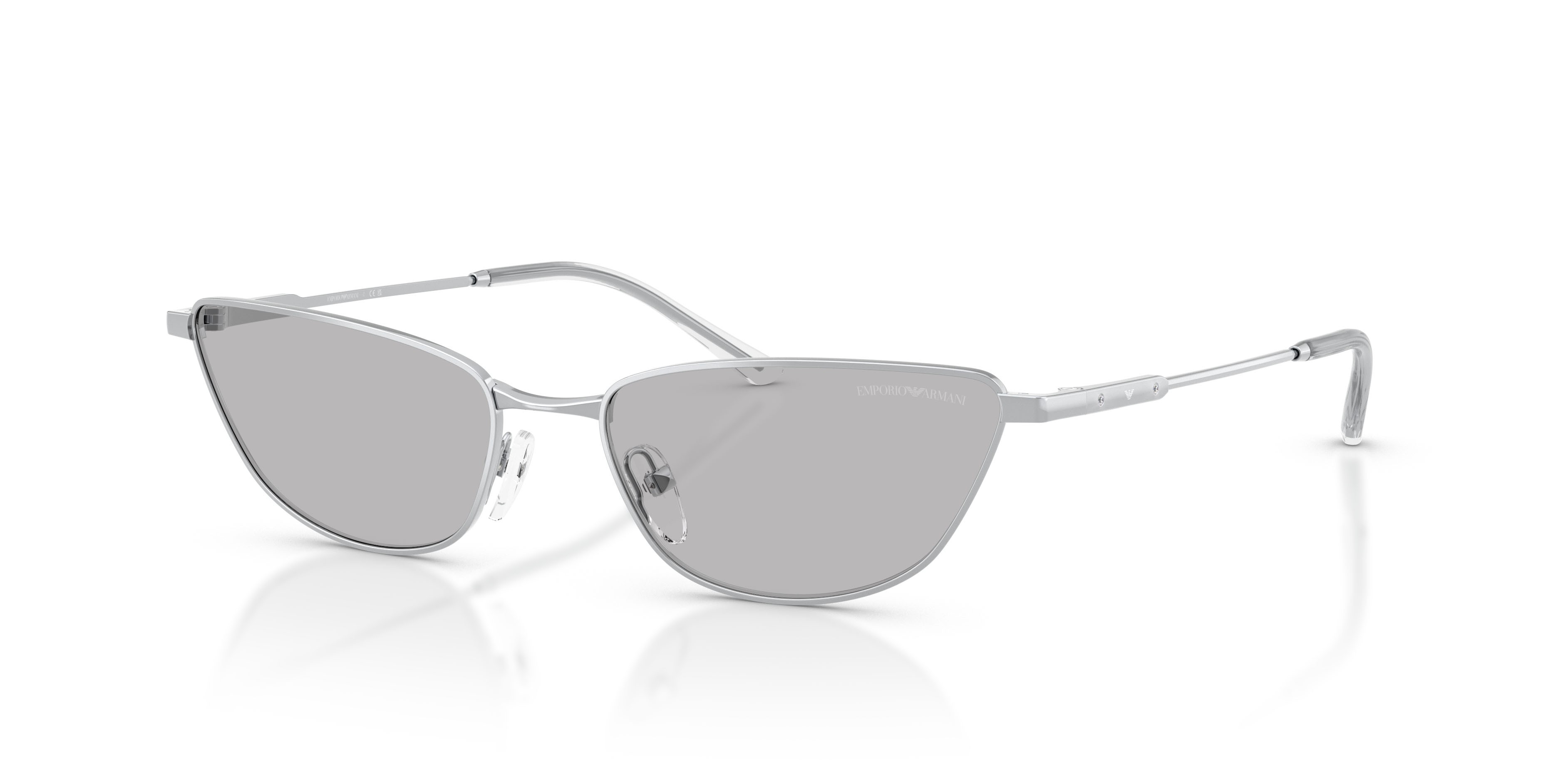 Sunglasses Emporio Armani EA 2174B (301587) color argento lucido shape cat eye lenses grigio chiaro