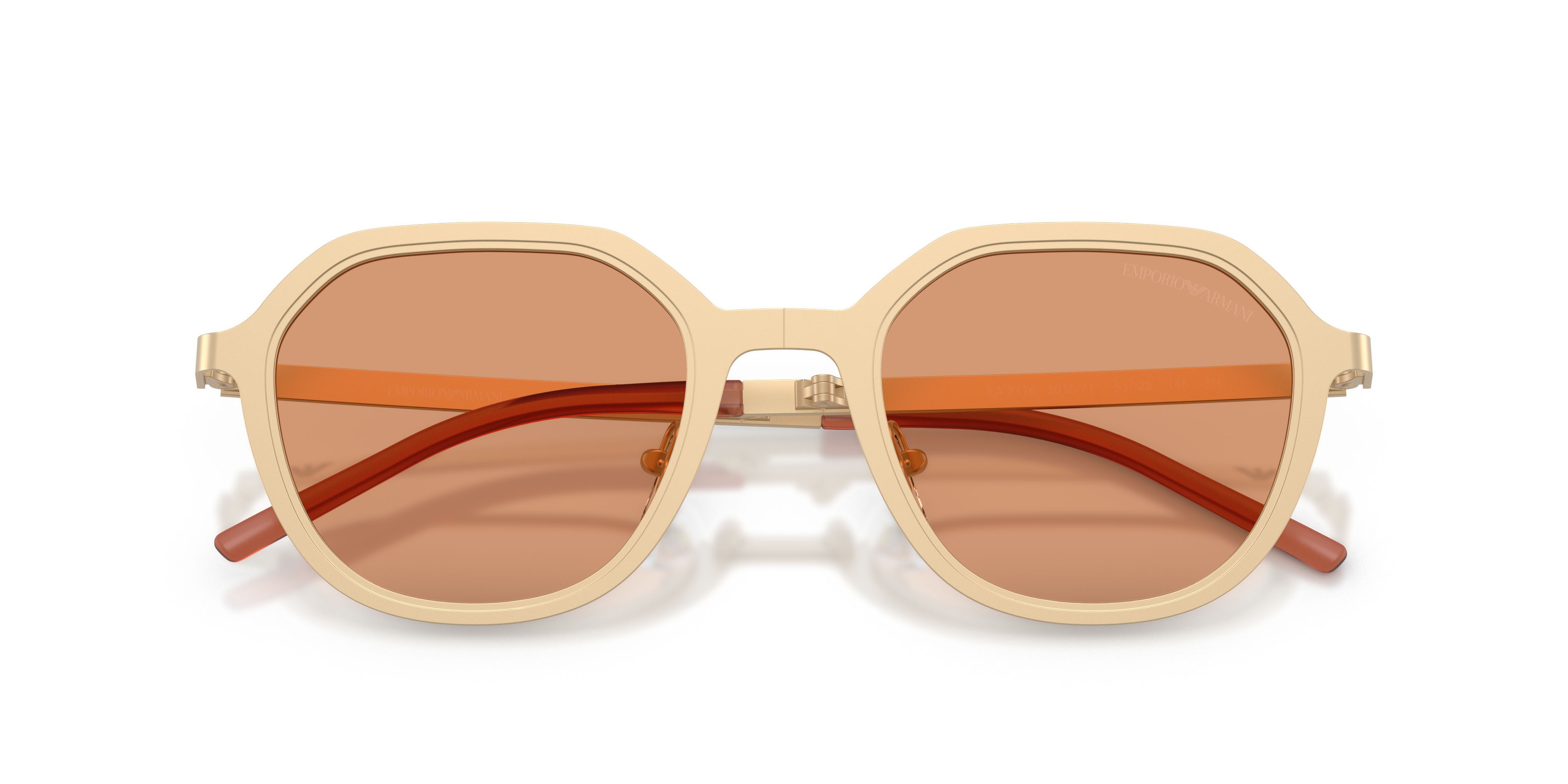Sunglasses Emporio Armani EA 2176 (3002/7) color oro pallido opaco shape irregular lenses arancione