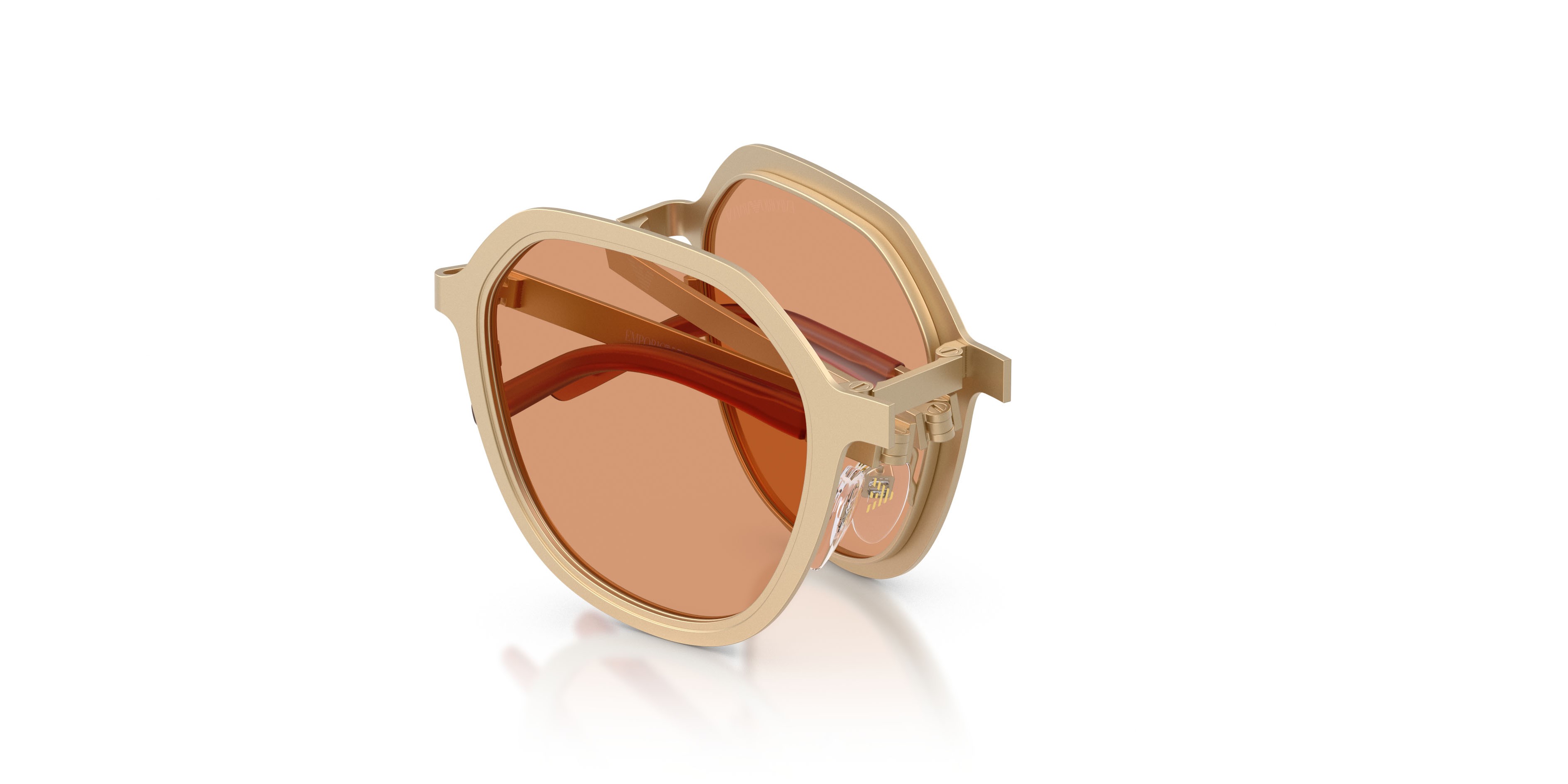 Sunglasses Emporio Armani EA 2176 (3002/7) color oro pallido opaco shape irregular lenses arancione