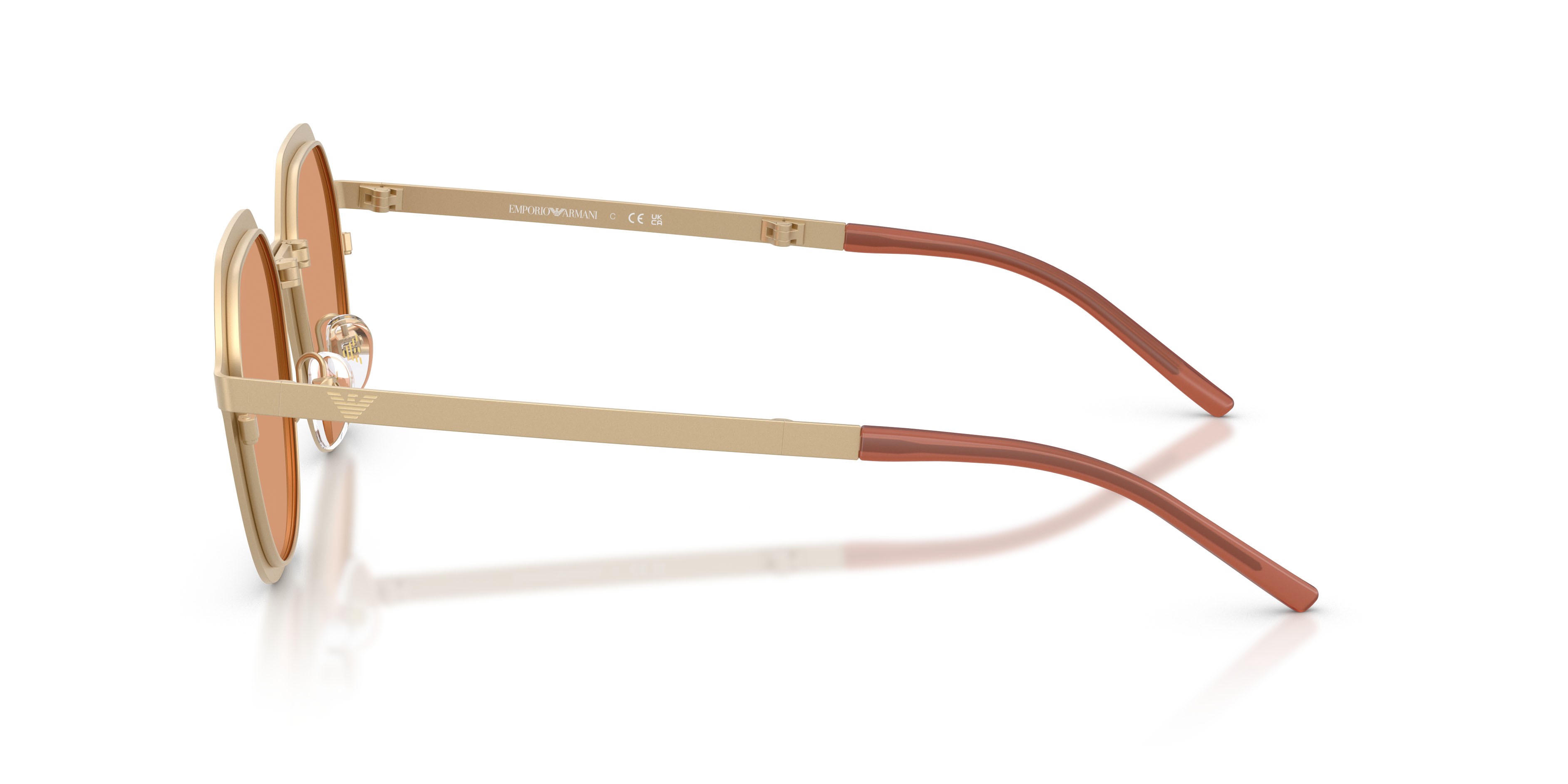 Sunglasses Emporio Armani EA 2176 (3002/7) color oro pallido opaco shape irregular lenses arancione