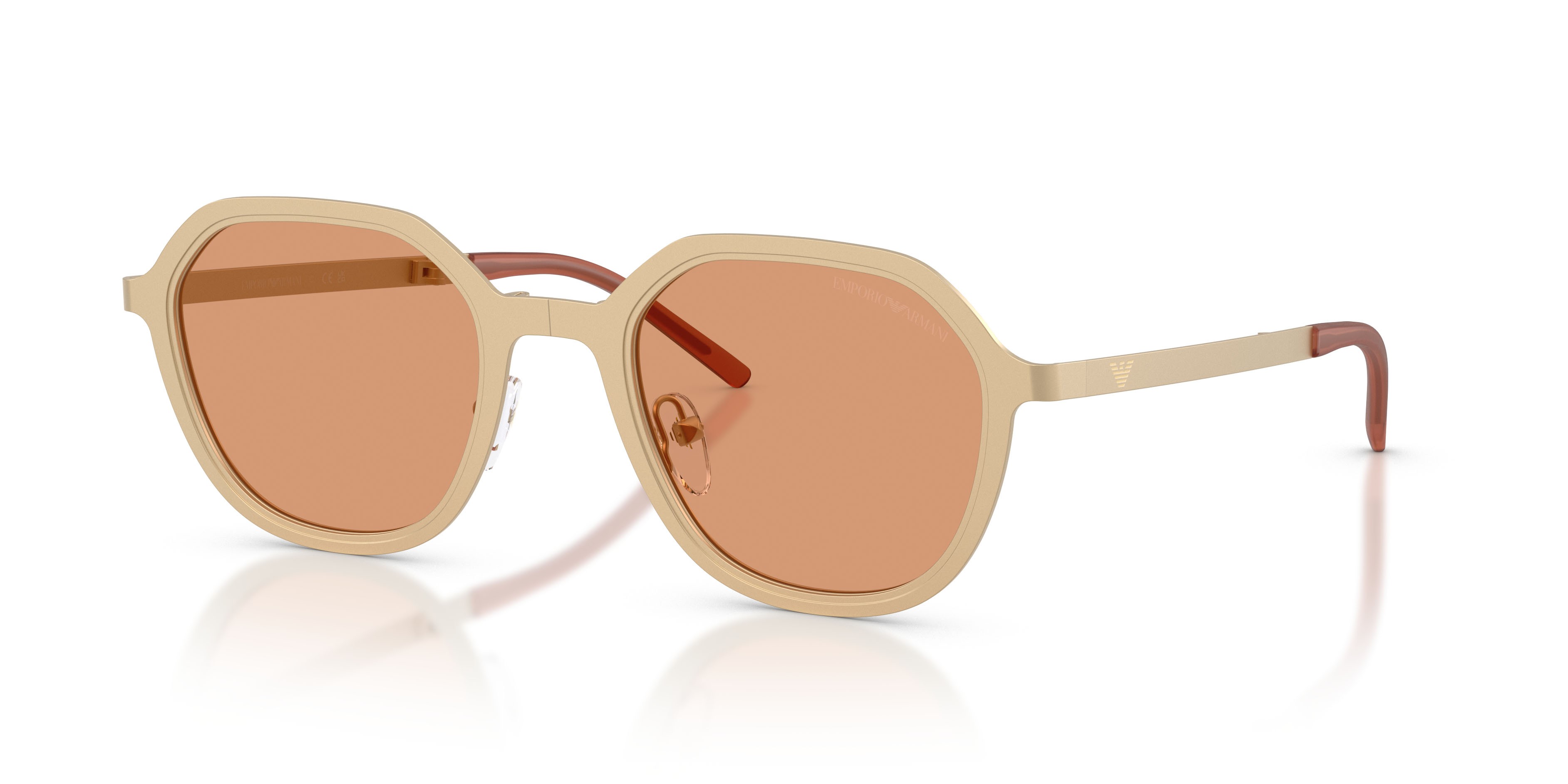 Sunglasses Emporio Armani EA 2176 (3002/7) color oro pallido opaco shape irregular lenses arancione