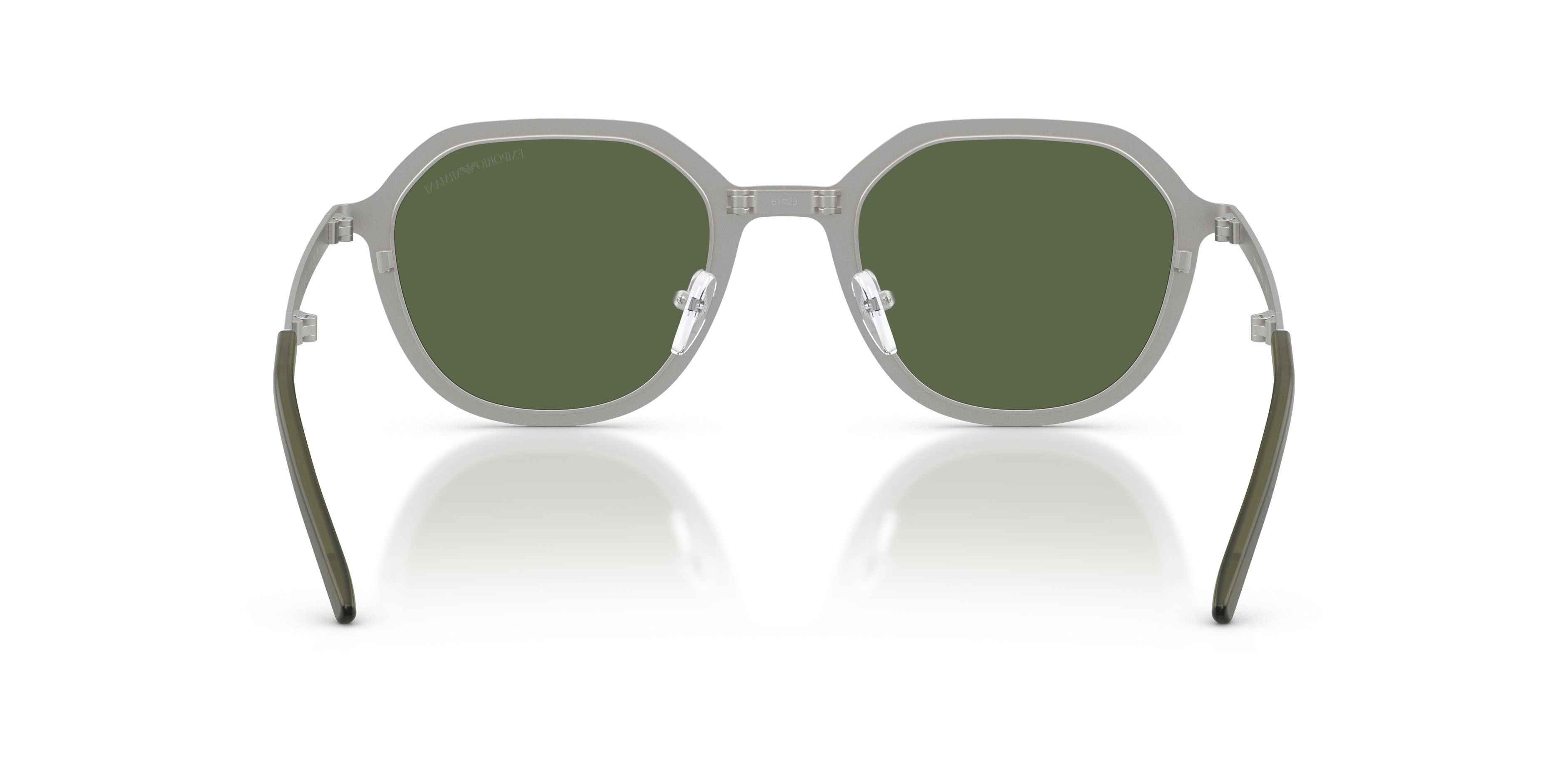 Occhiali da sole Emporio Armani EA 2176 (301571) colore argento opaco forma irregolare lenti verde scuro