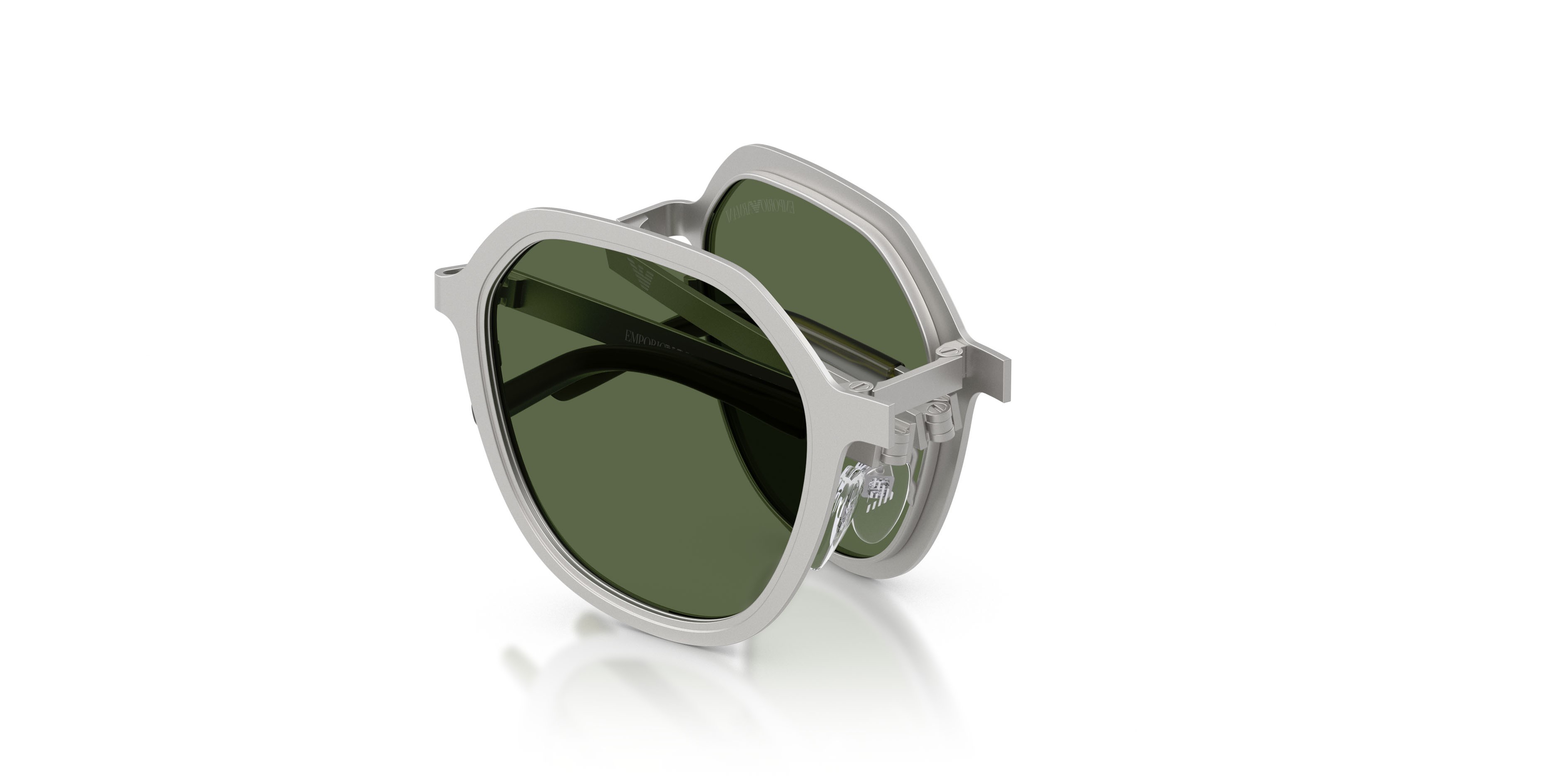 Occhiali da sole Emporio Armani EA 2176 (301571) colore argento opaco forma irregolare lenti verde scuro