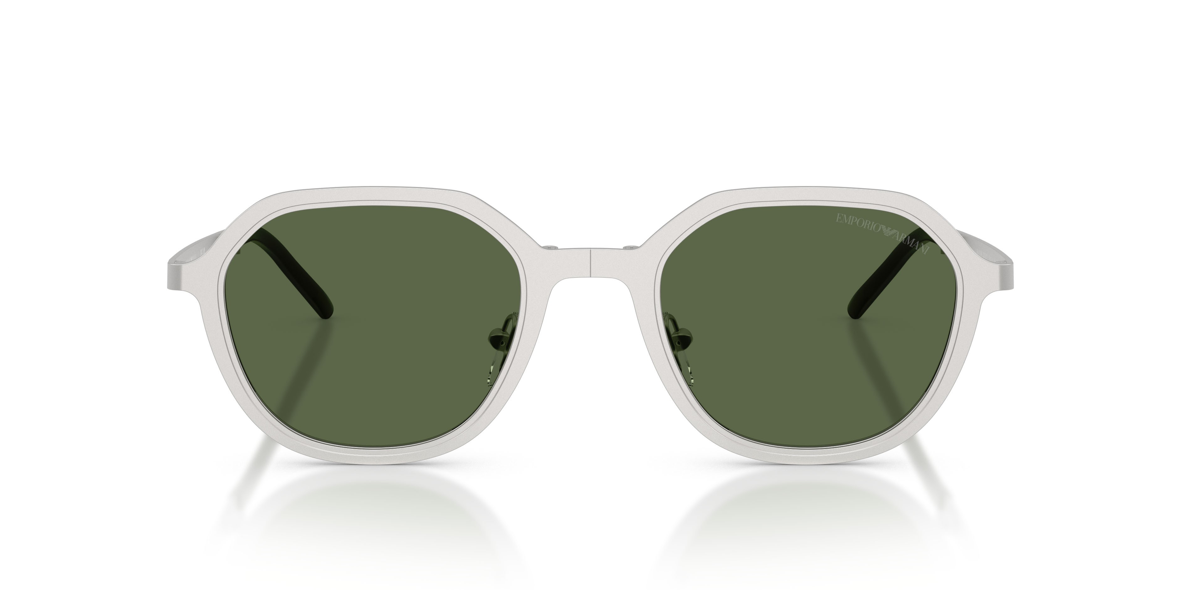 Occhiali da sole Emporio Armani EA 2176 (301571) colore argento opaco forma irregolare lenti verde scuro