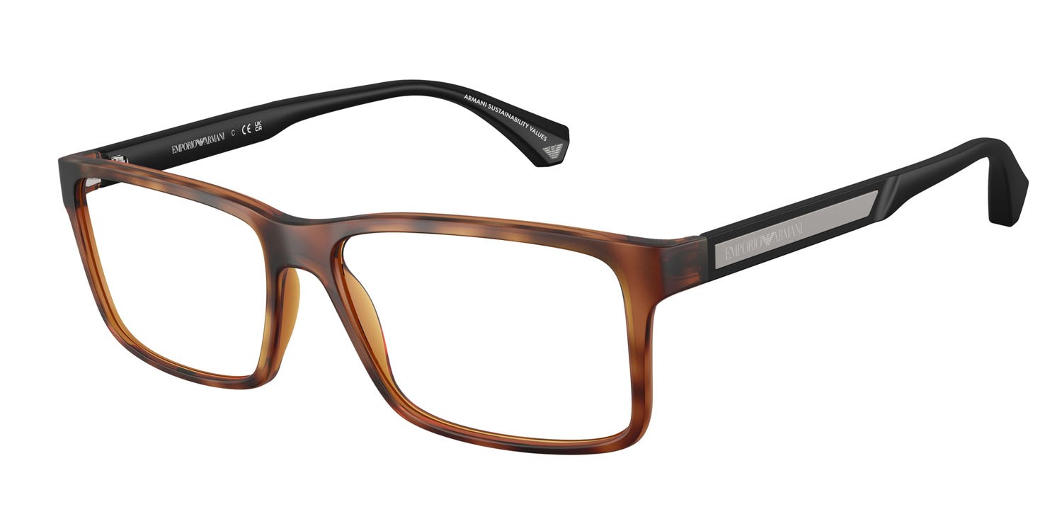 Occhiali da vista Emporio Armani EA 3038 (5002) colore havana opaco forma rettangolare lenti lente demo