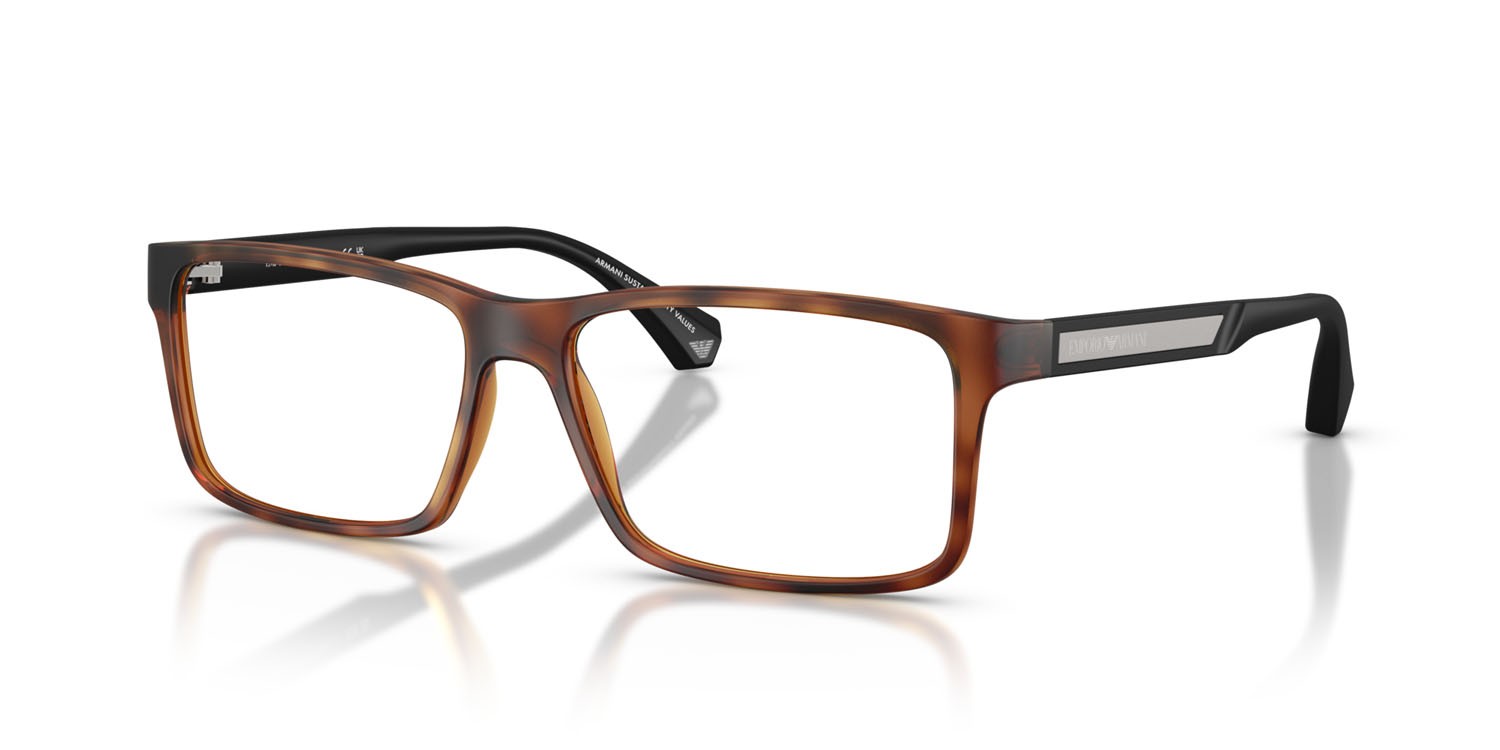 Occhiali da vista Emporio Armani EA 3038 (5002) colore havana opaco forma rettangolare lenti lente demo